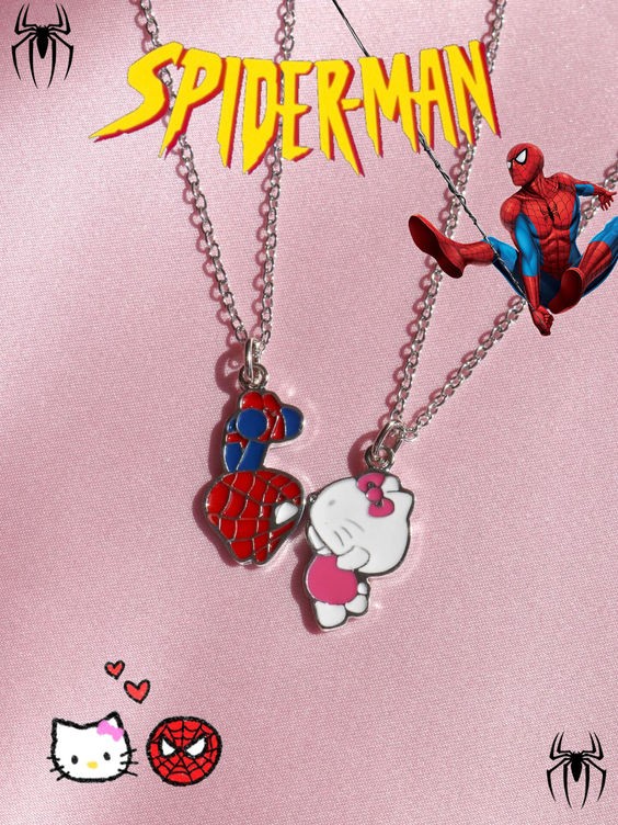 Spiderman Hello Kitty Çift Kolyesi