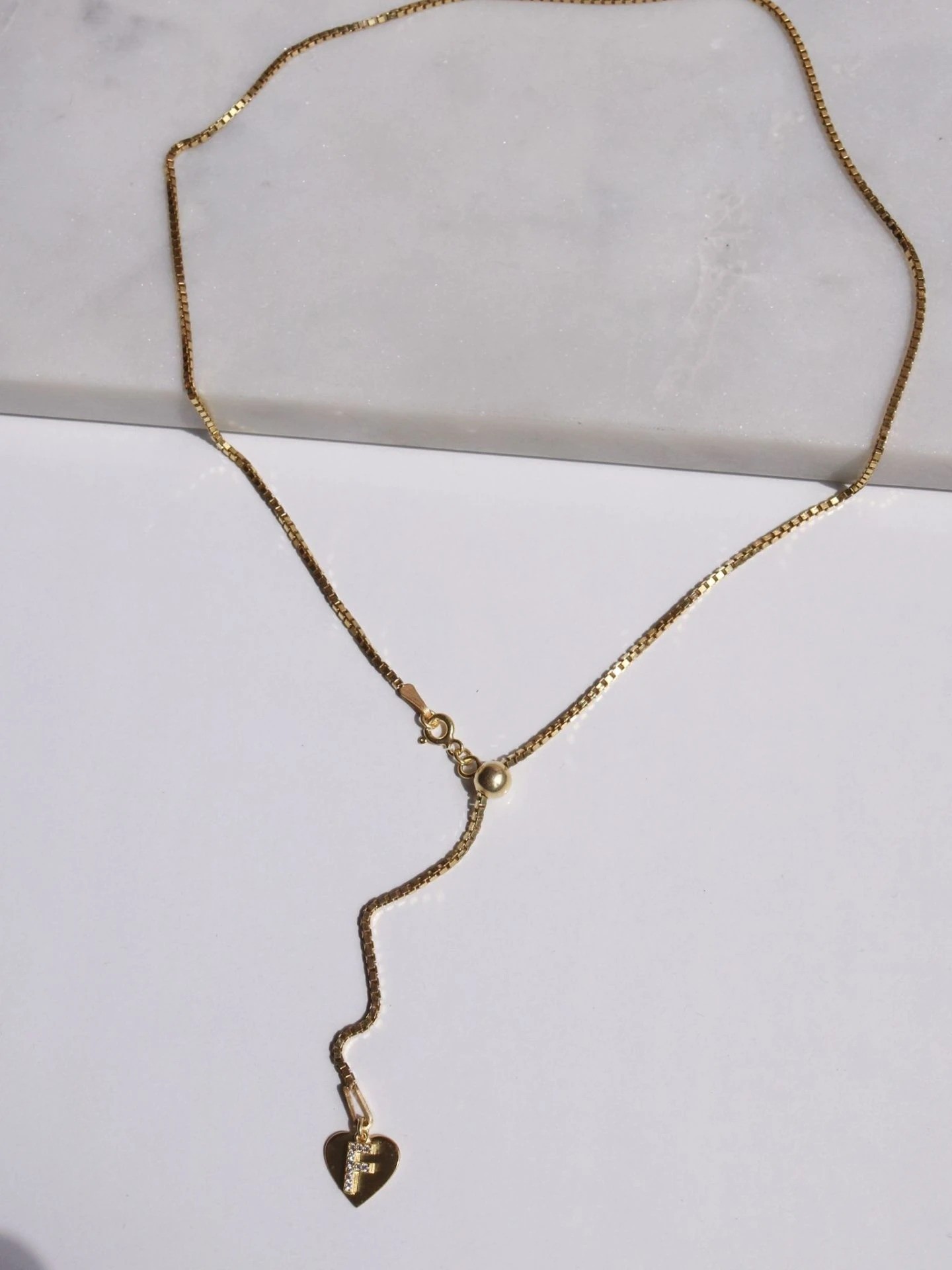 Adjustable Heart Letter Necklace 925 Silver