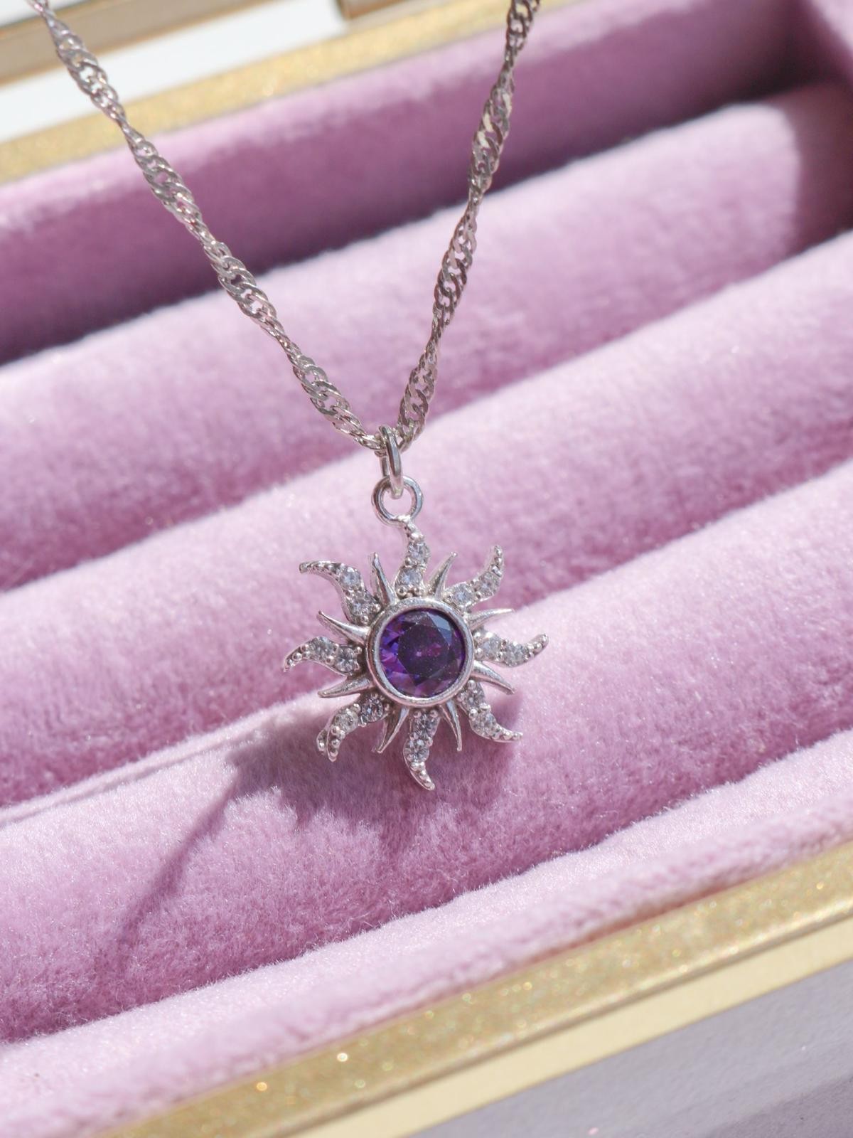 Rapunzel Minimal Purple Sun Necklace