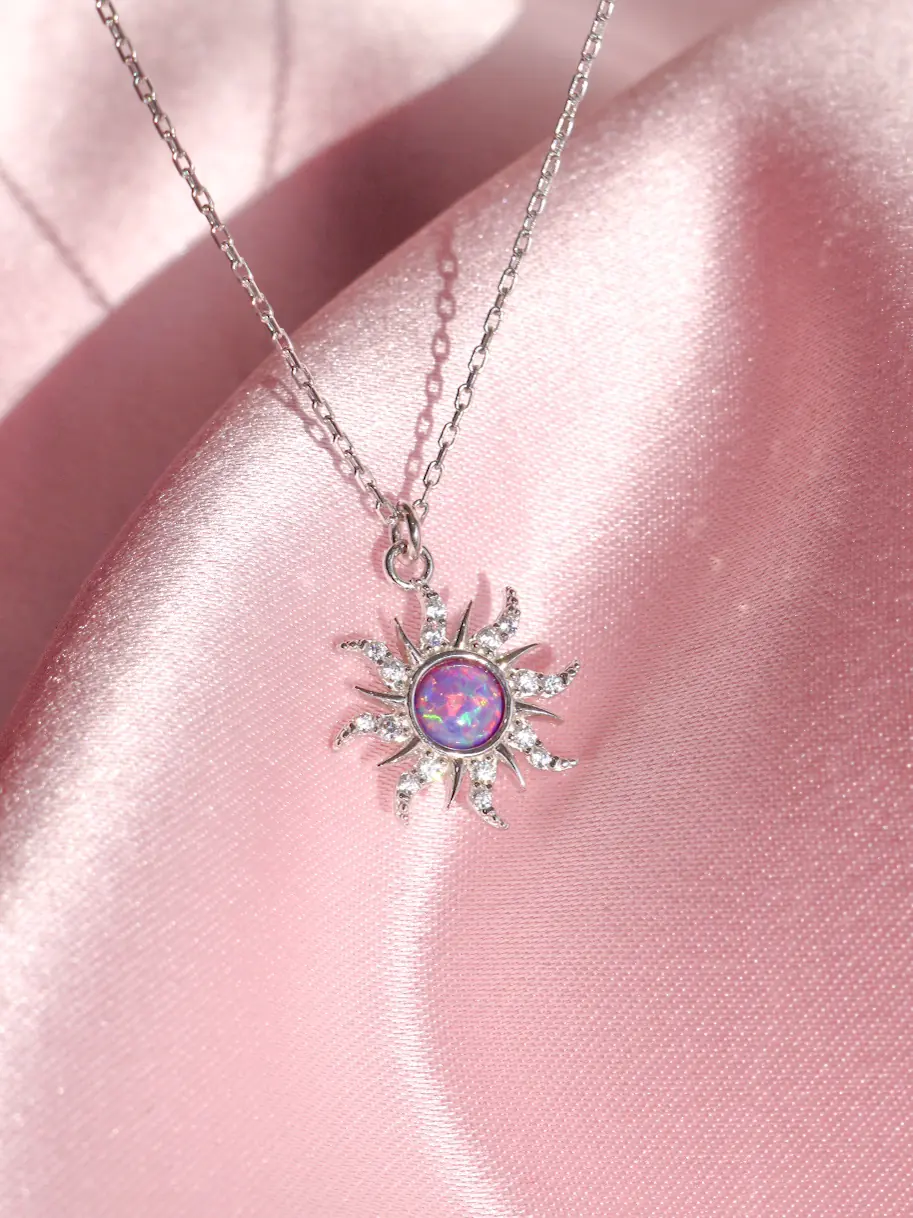 Reorah Rapunzel Opal Sun Necklace 925 Silver