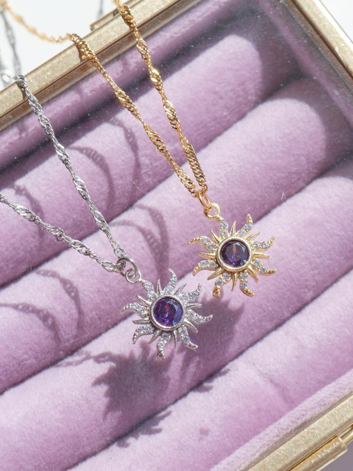Rapunzel Minimal Purple Sun Necklace