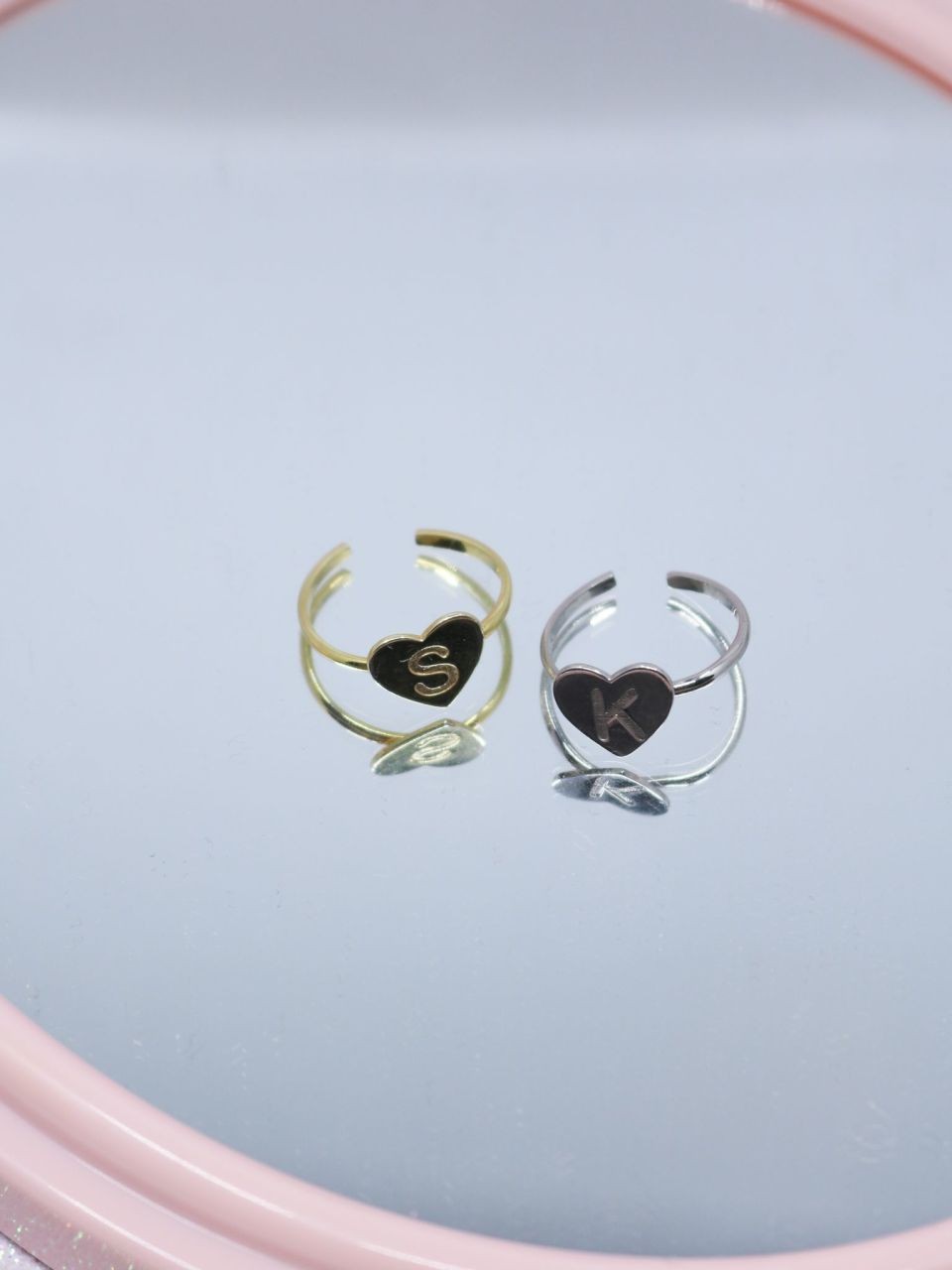 925 Silver Ring with the Letter Heart of Your Desire