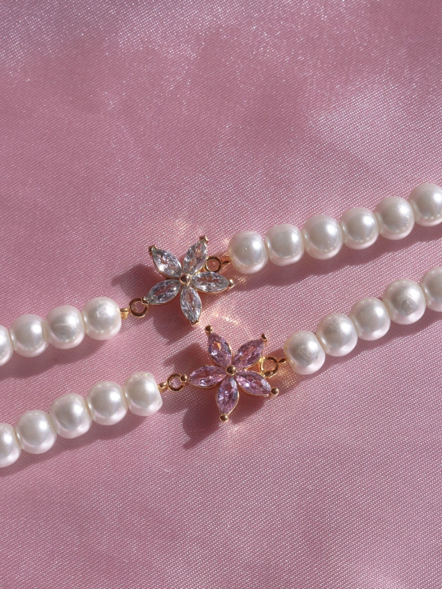 Mini Eternity Flower Bracelet with Pearls