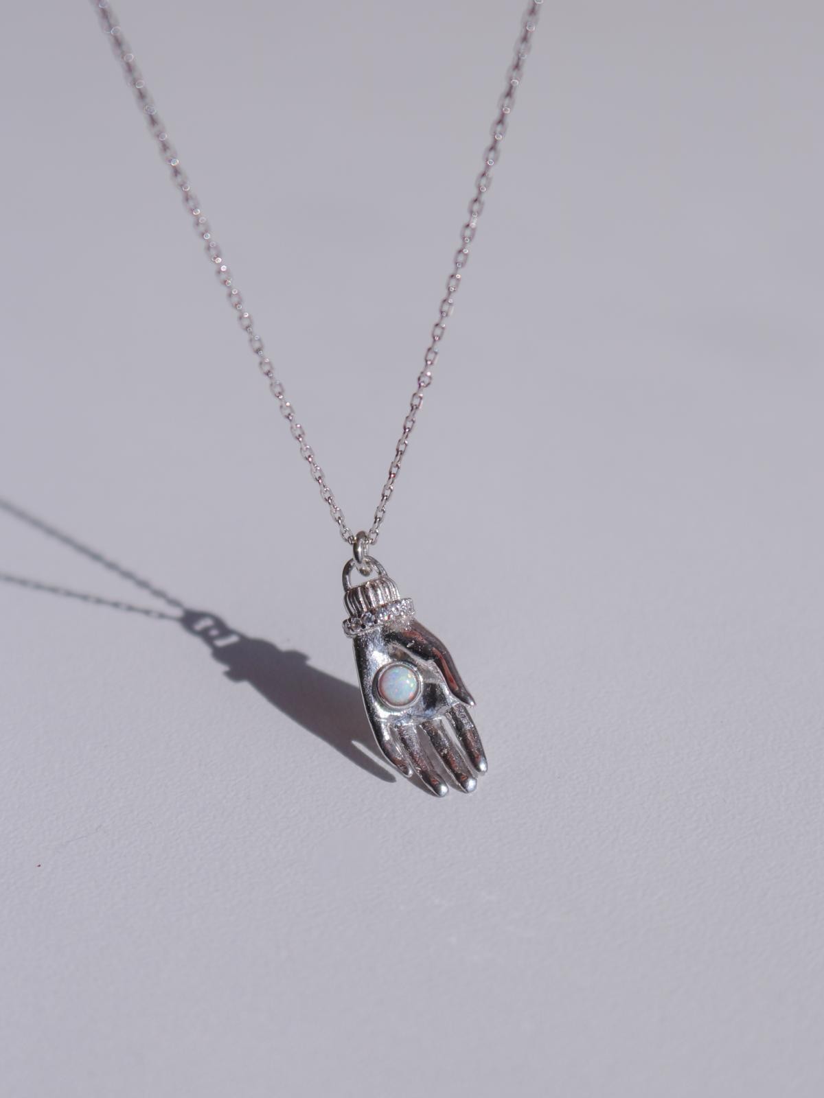 Opal's Secret Hand 925 Silver Necklace