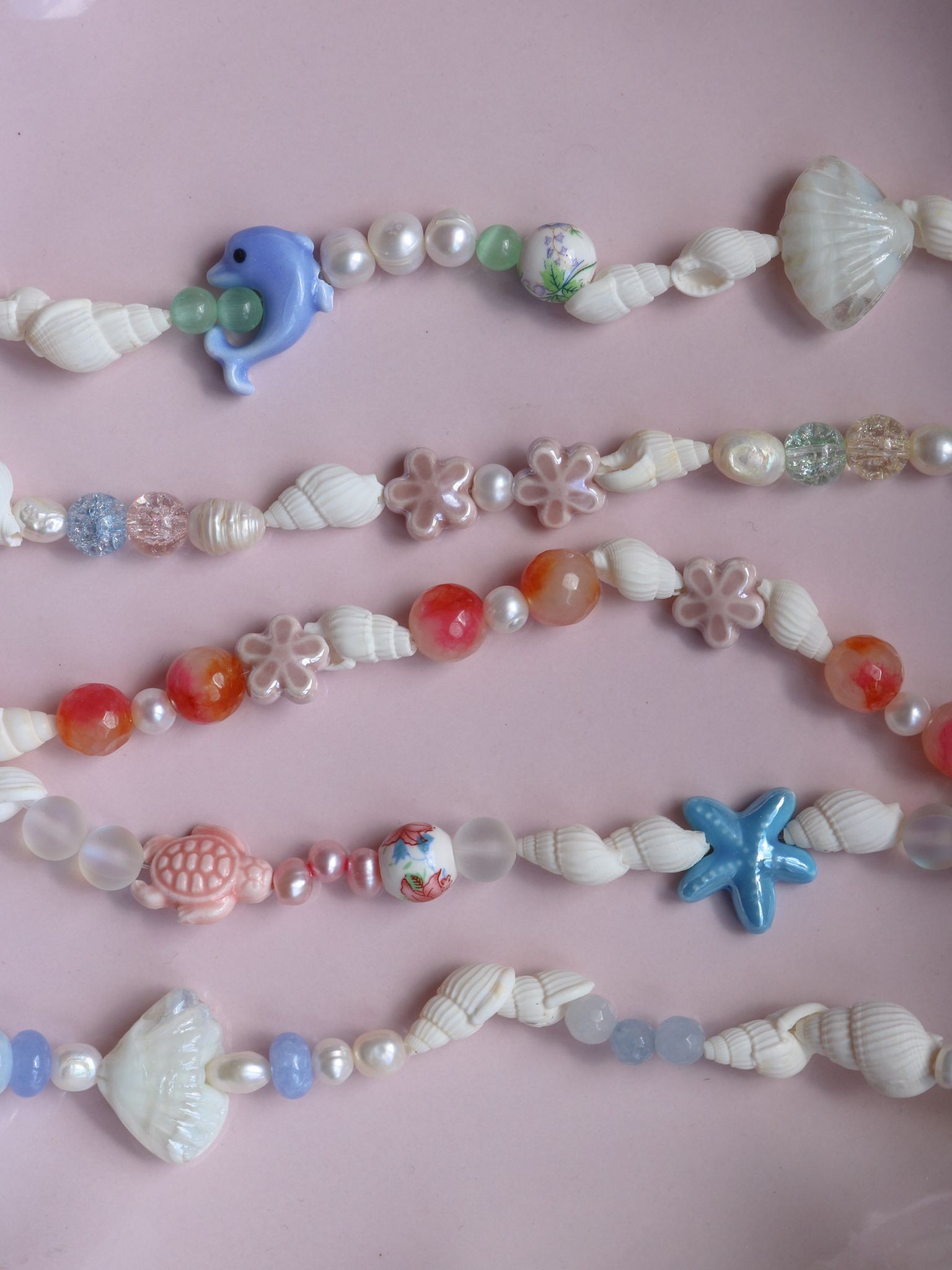 Delphia Shell Beaded Necklace