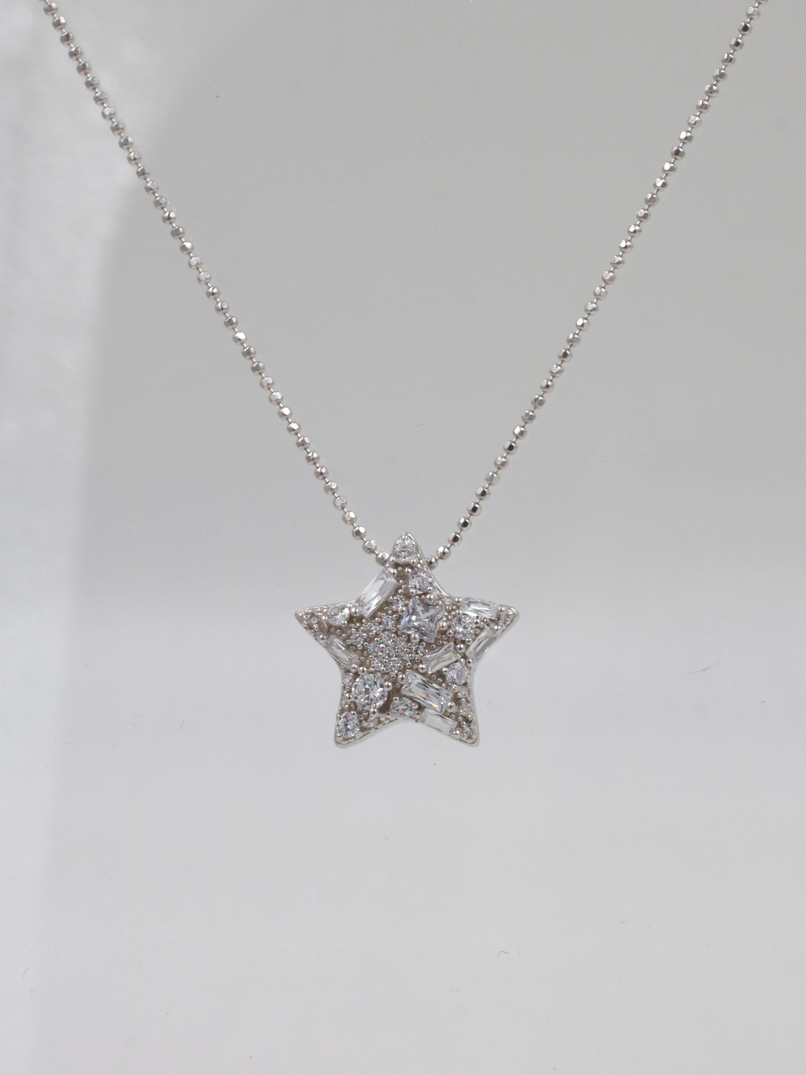 Baguette Star-Moon 925 Silver Necklace