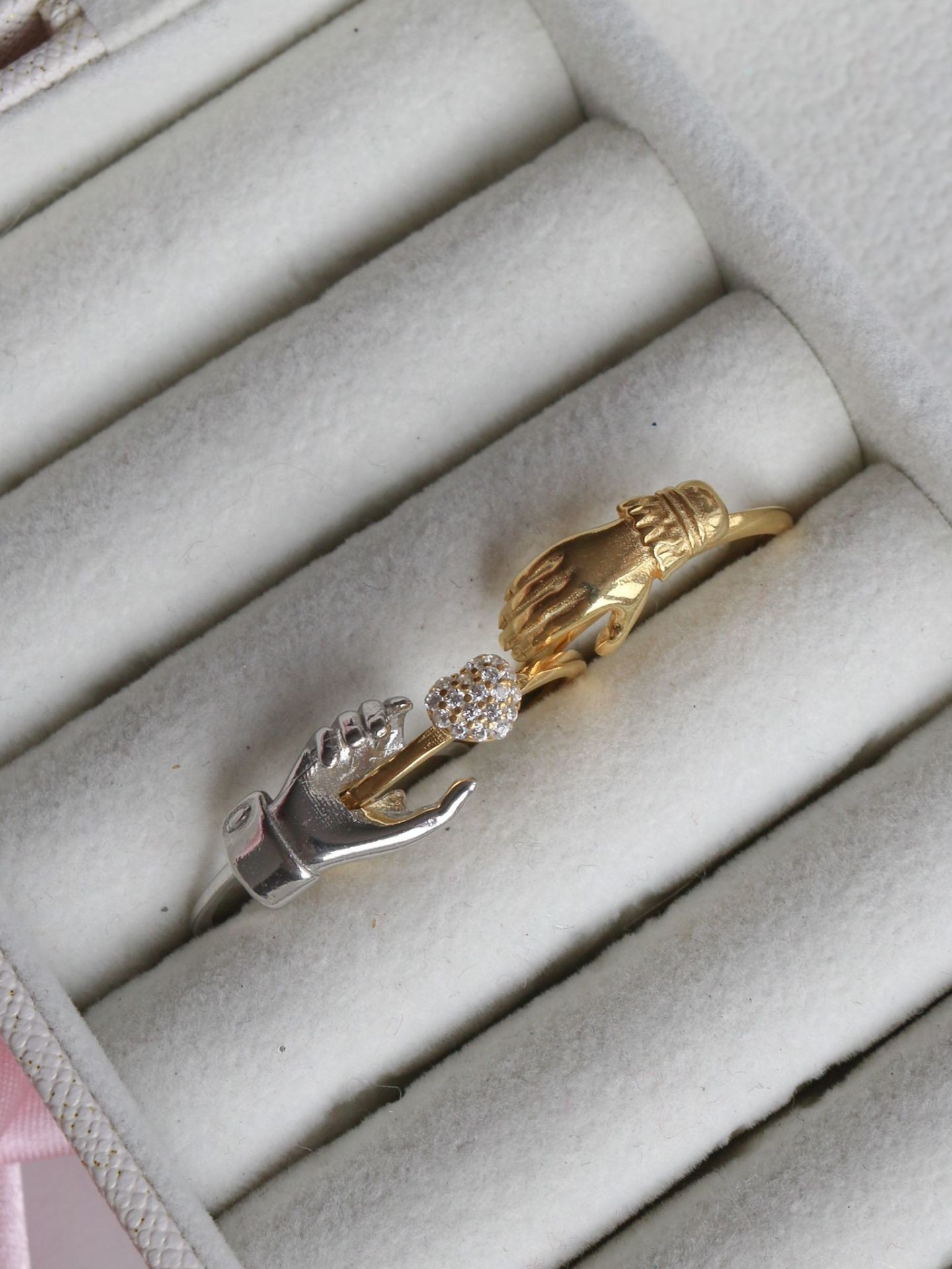 Hold My Hand My Love 925 Silver Couple Ring