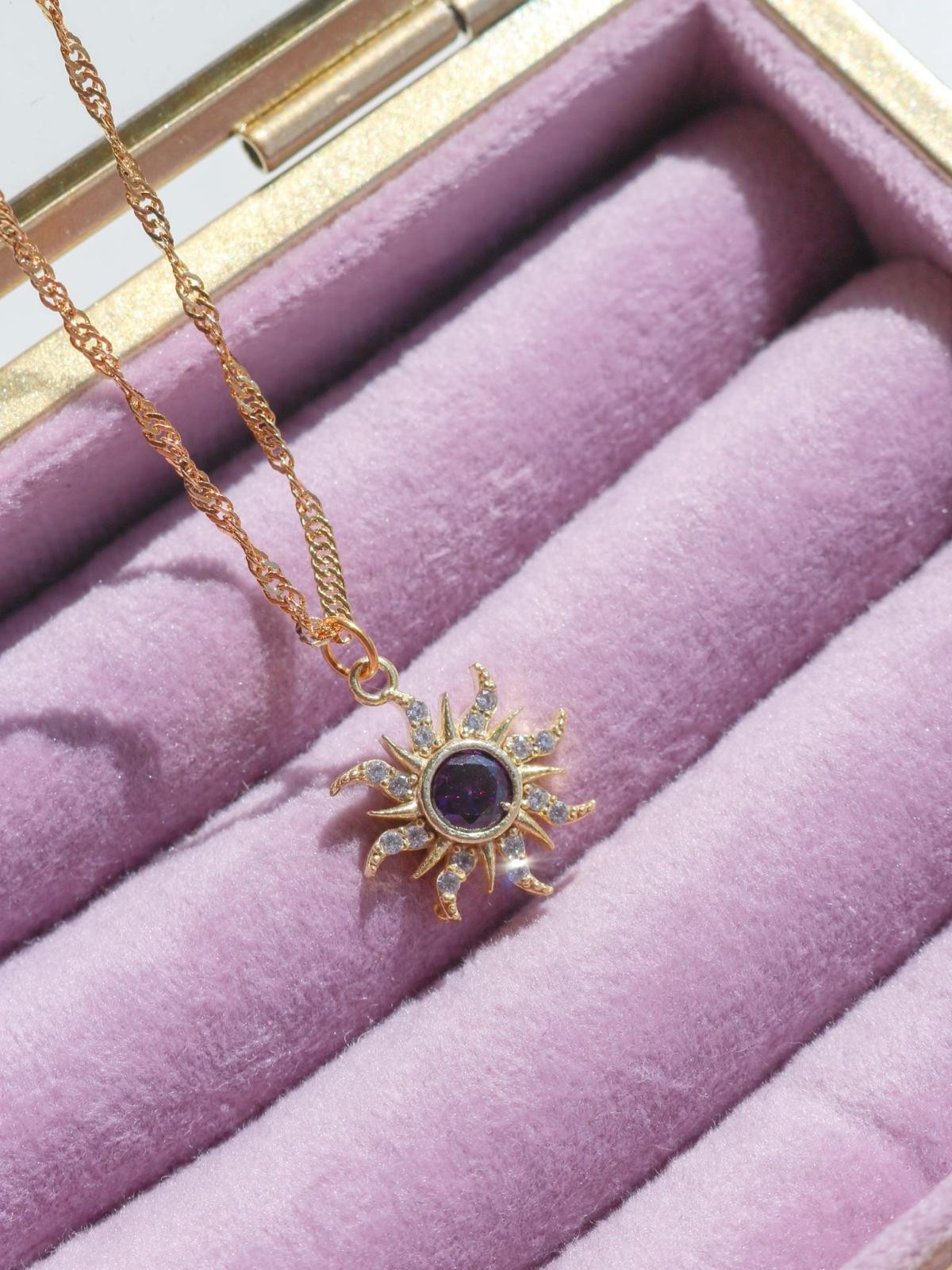 Rapunzel Minimal Purple Sun Necklace