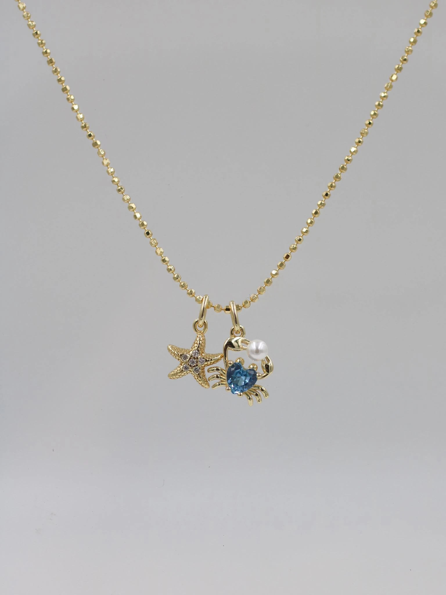 Crab & Starfish 925 Gümüş Kolye