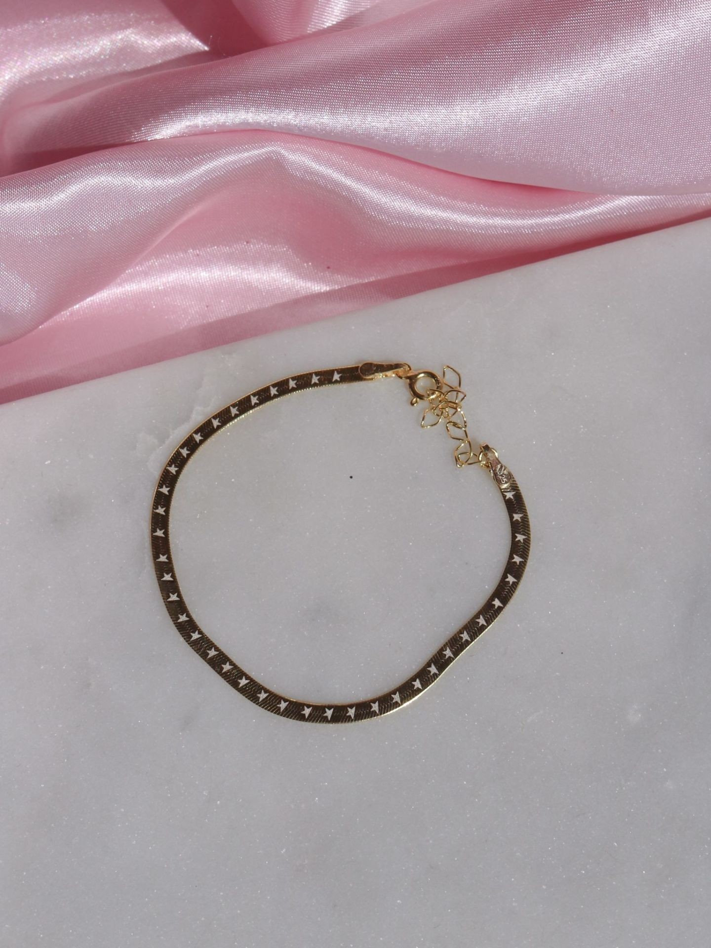 Golden Star Flat Bracelet 925 Silver