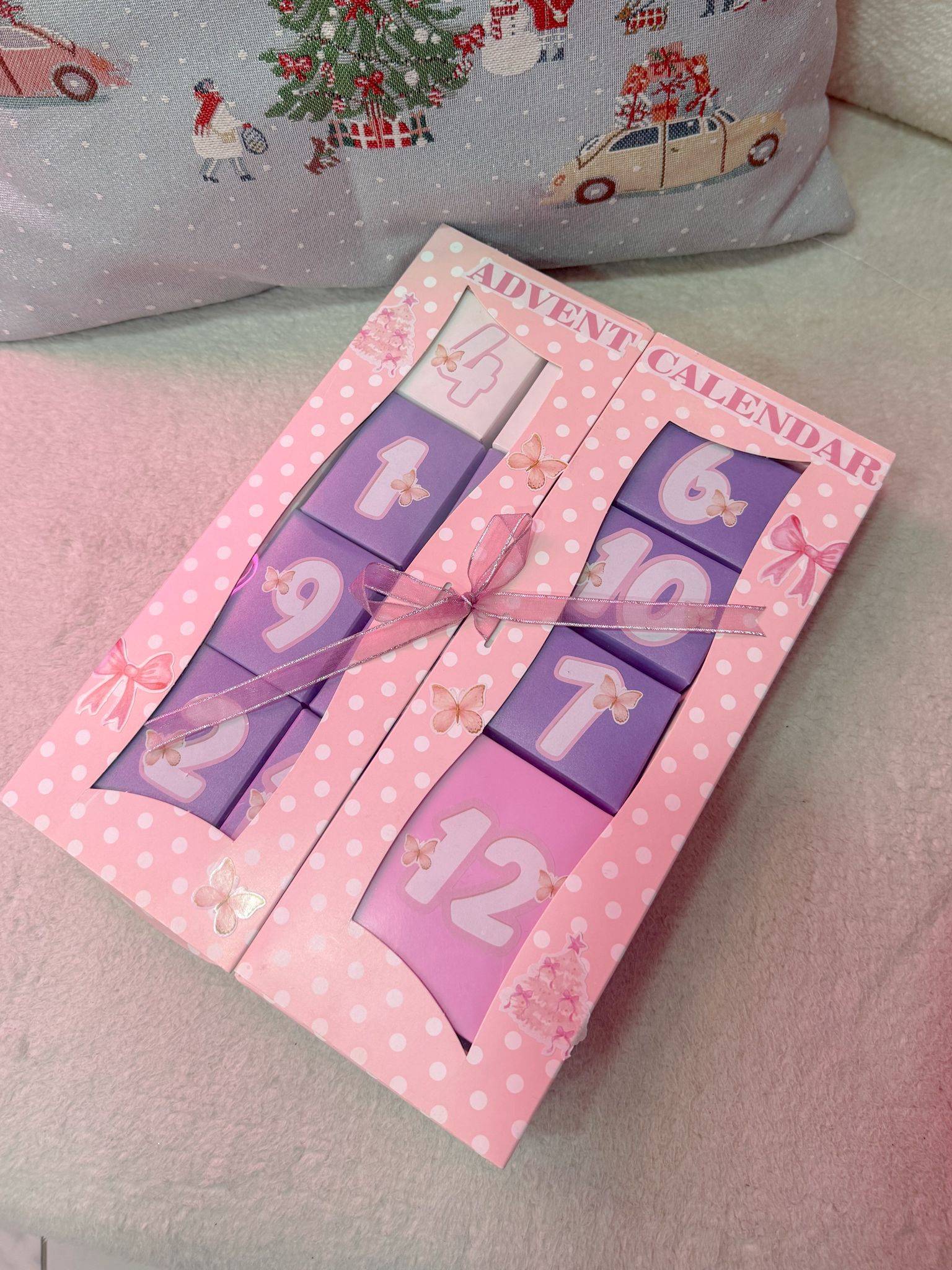 Reorah Pembe Puantiyeli Advent Calendar 12 Adet