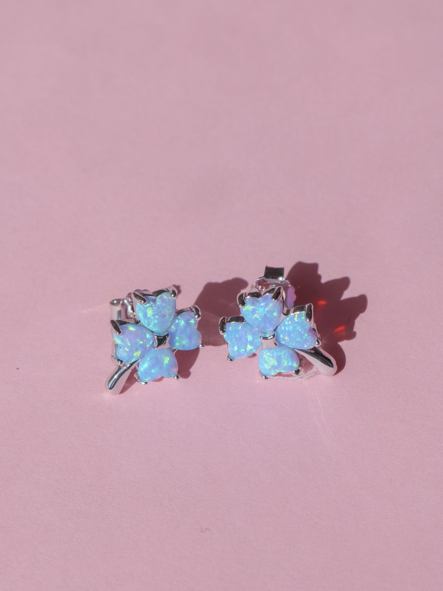 Lucky Opal Clover 925 Silver Earring