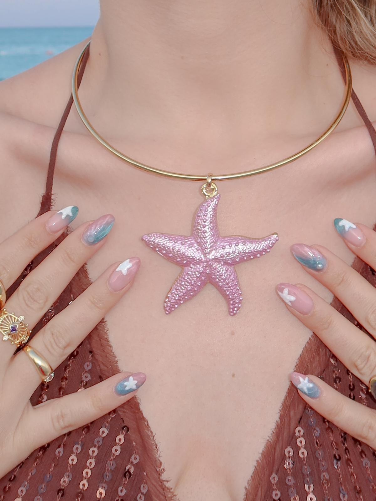 Pink Starfish Kolye