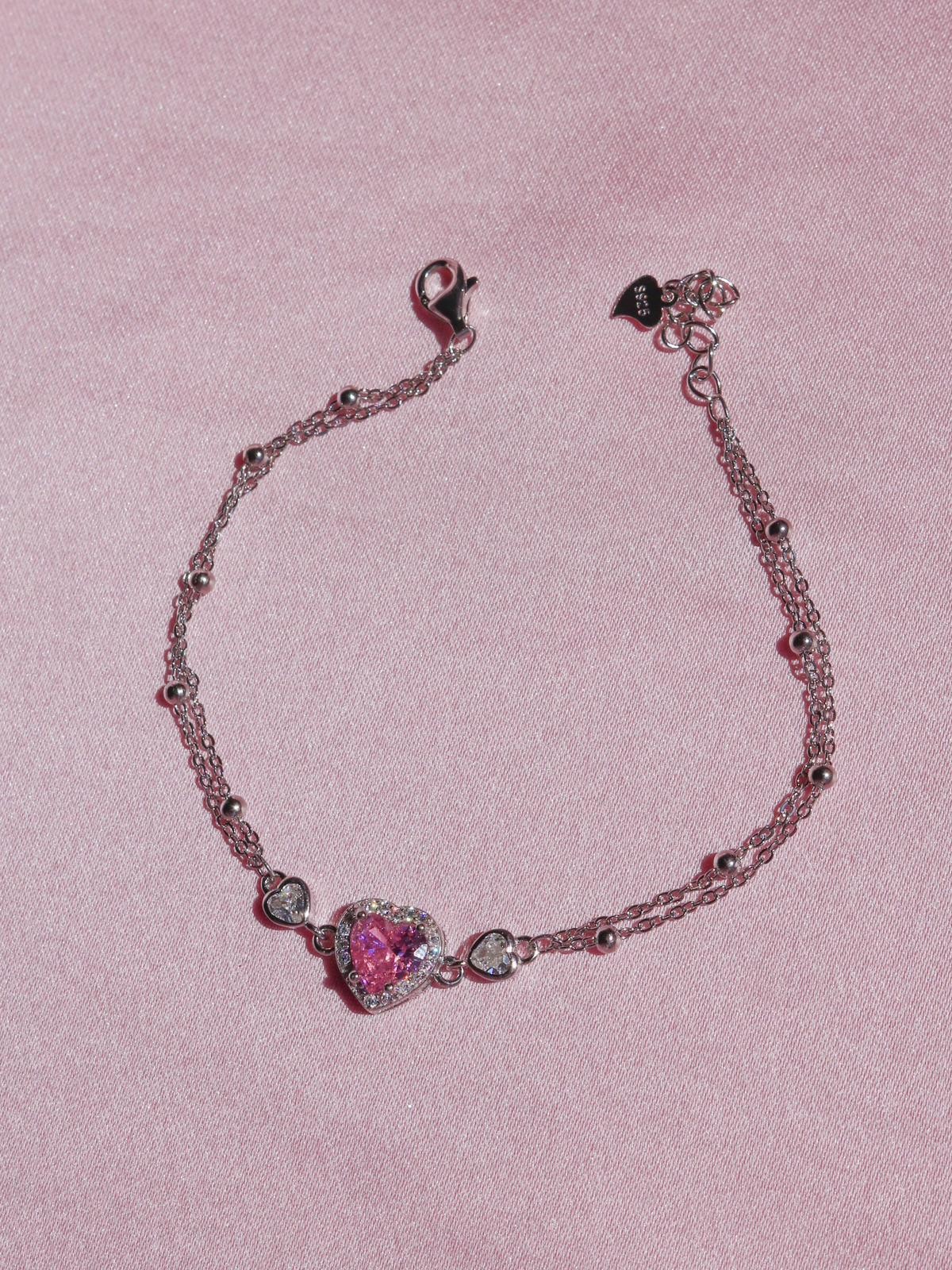 Pink Heartbeat 925 Silver Bracelet