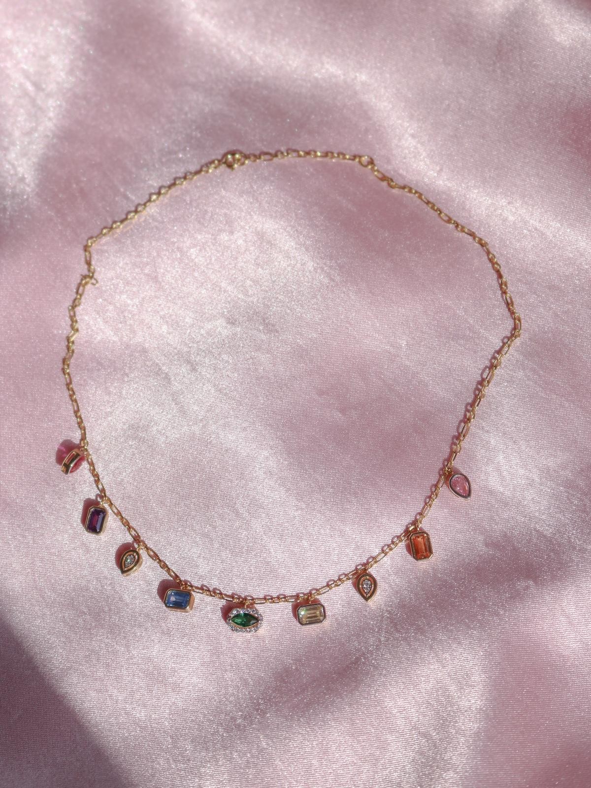 Multicolor Crystal 925 Silver Necklace