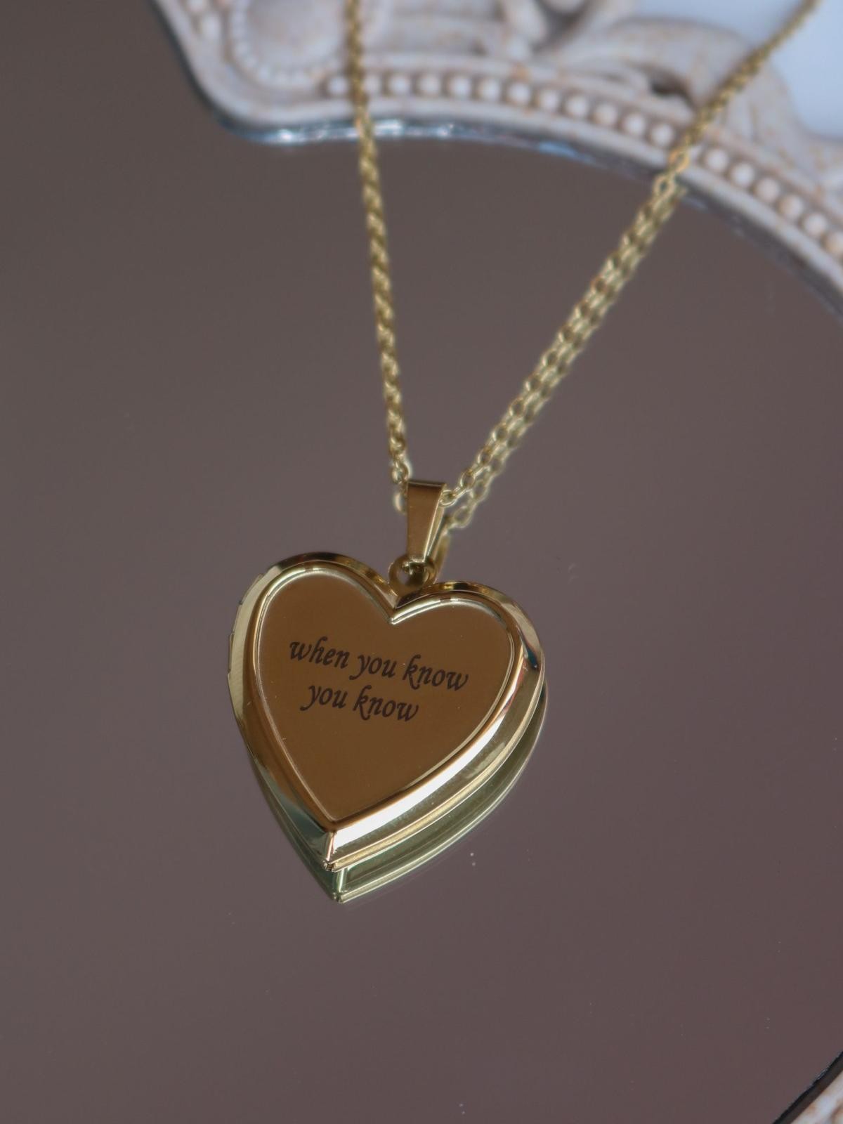 Steel Heart Locket Necklace with Personalized Written Photo