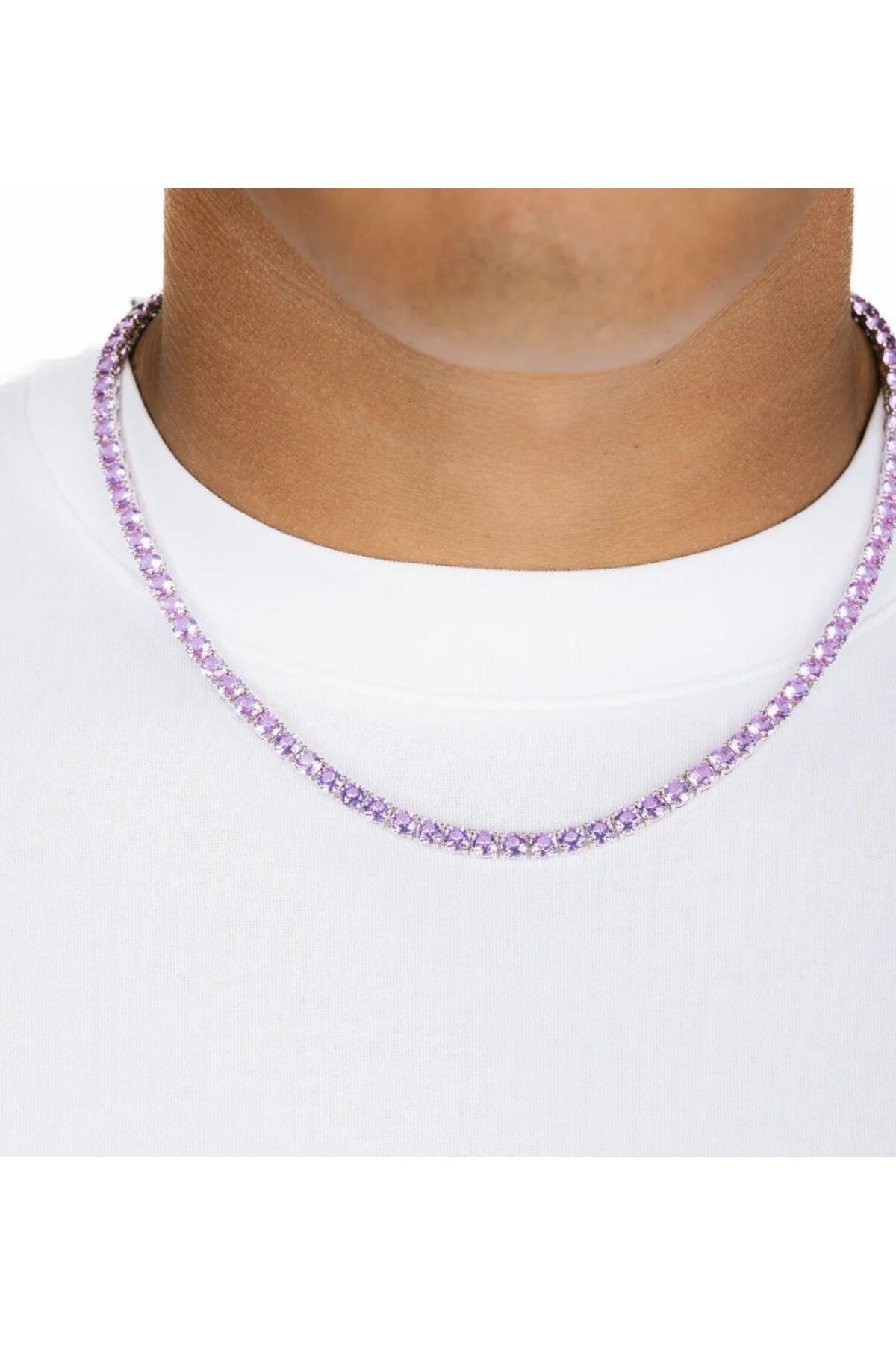 Lilac Zircon Stone Waterway Necklace - silver