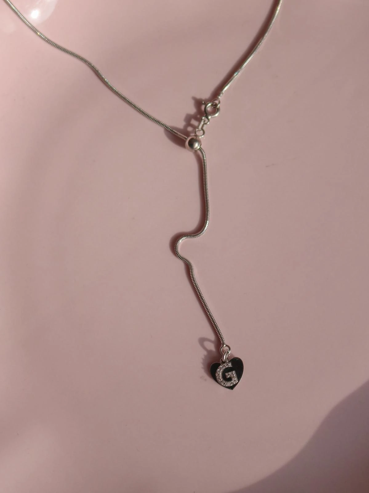 Adjustable Heart Letter Necklace 925 Silver