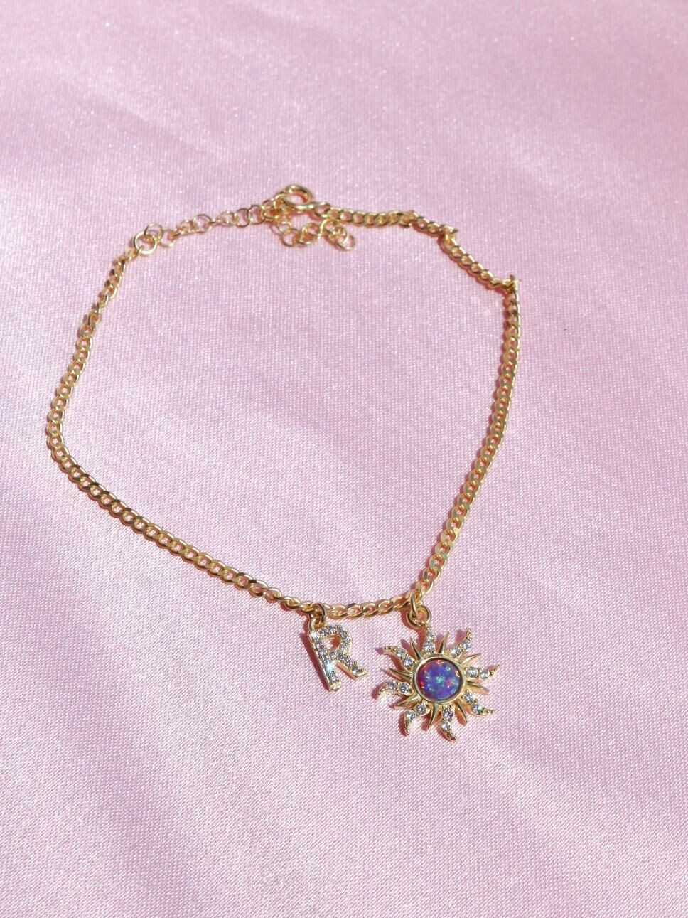 Rapunzel Sun Opal Letter 925 Silver Bracelet