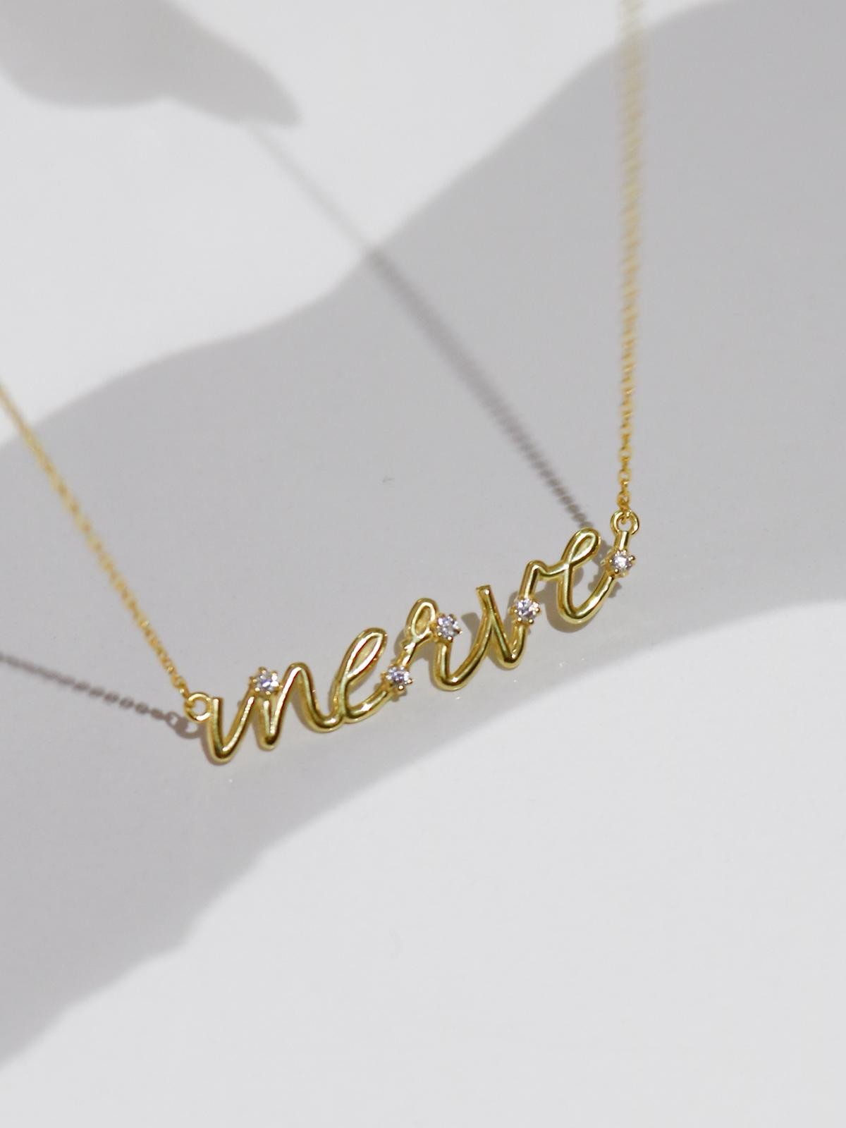 Personalized Stoned Name 925 Silver Necklace