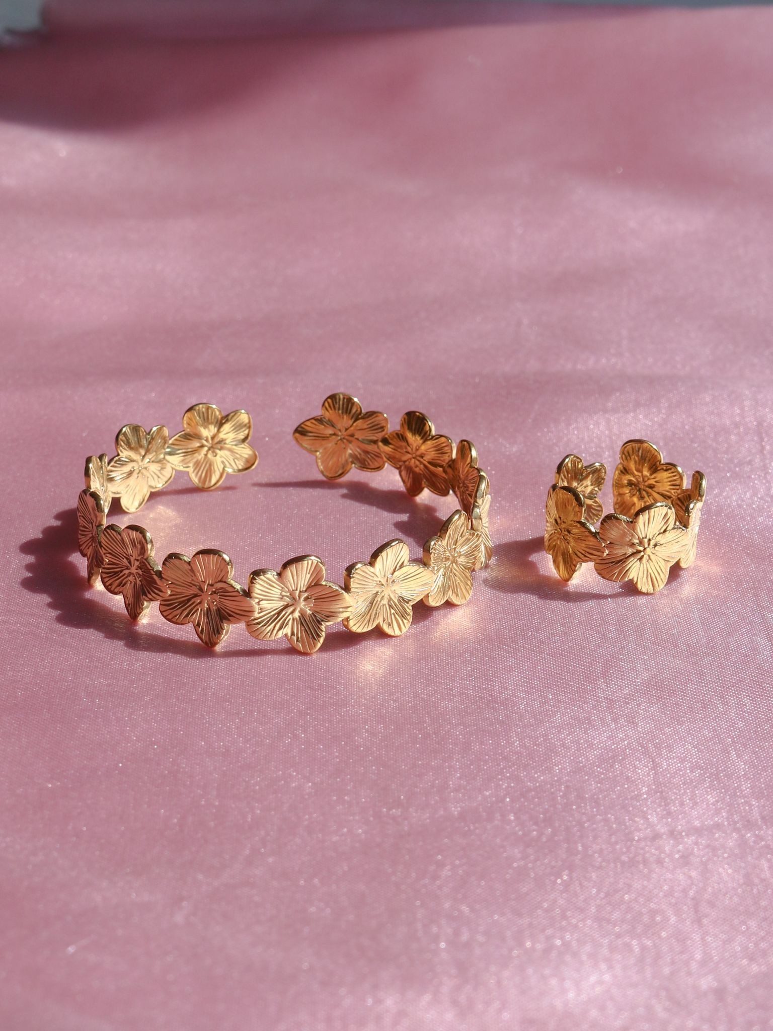Golden Flower Bileklik ve Yüzük Set