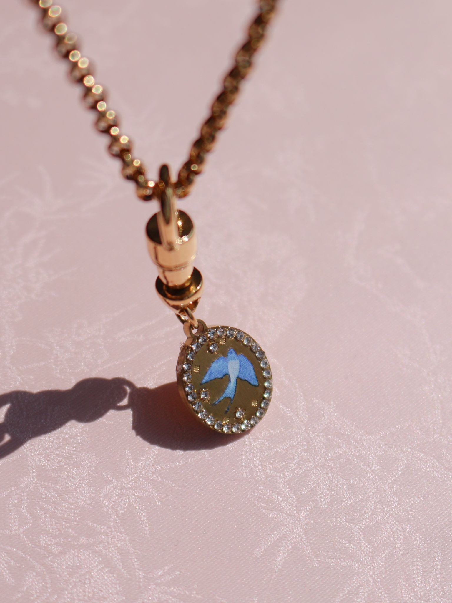 Vintage Blue Mockingbird Çelik Kolye
