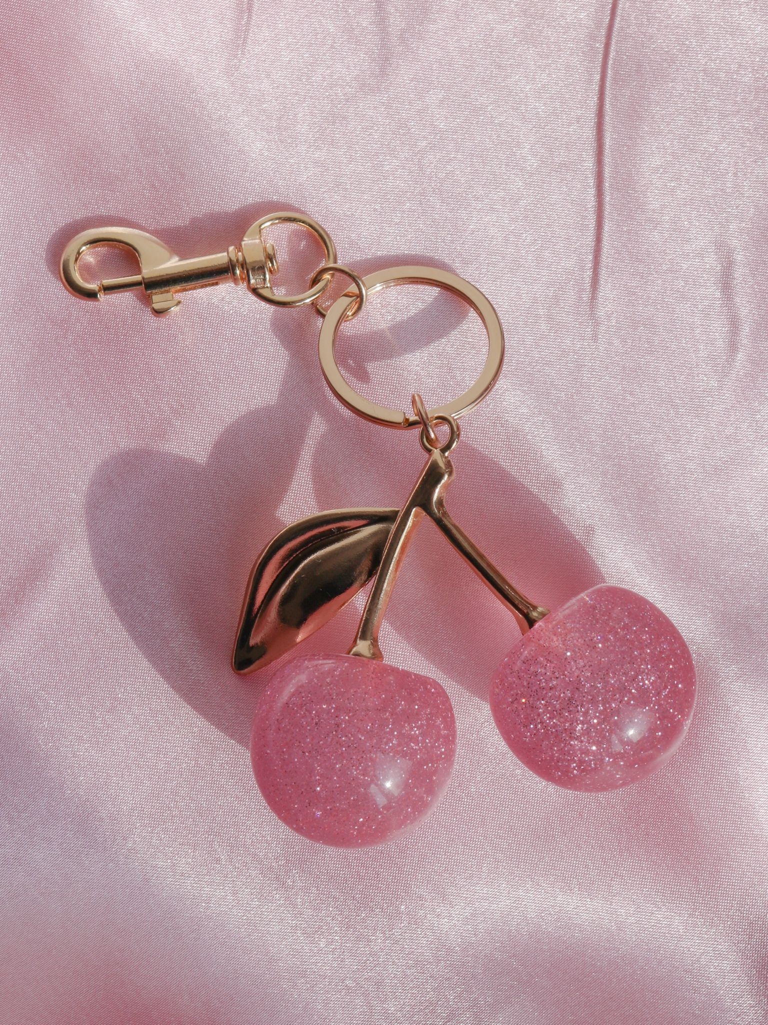 Pink Cherry Lady Charm Keychain