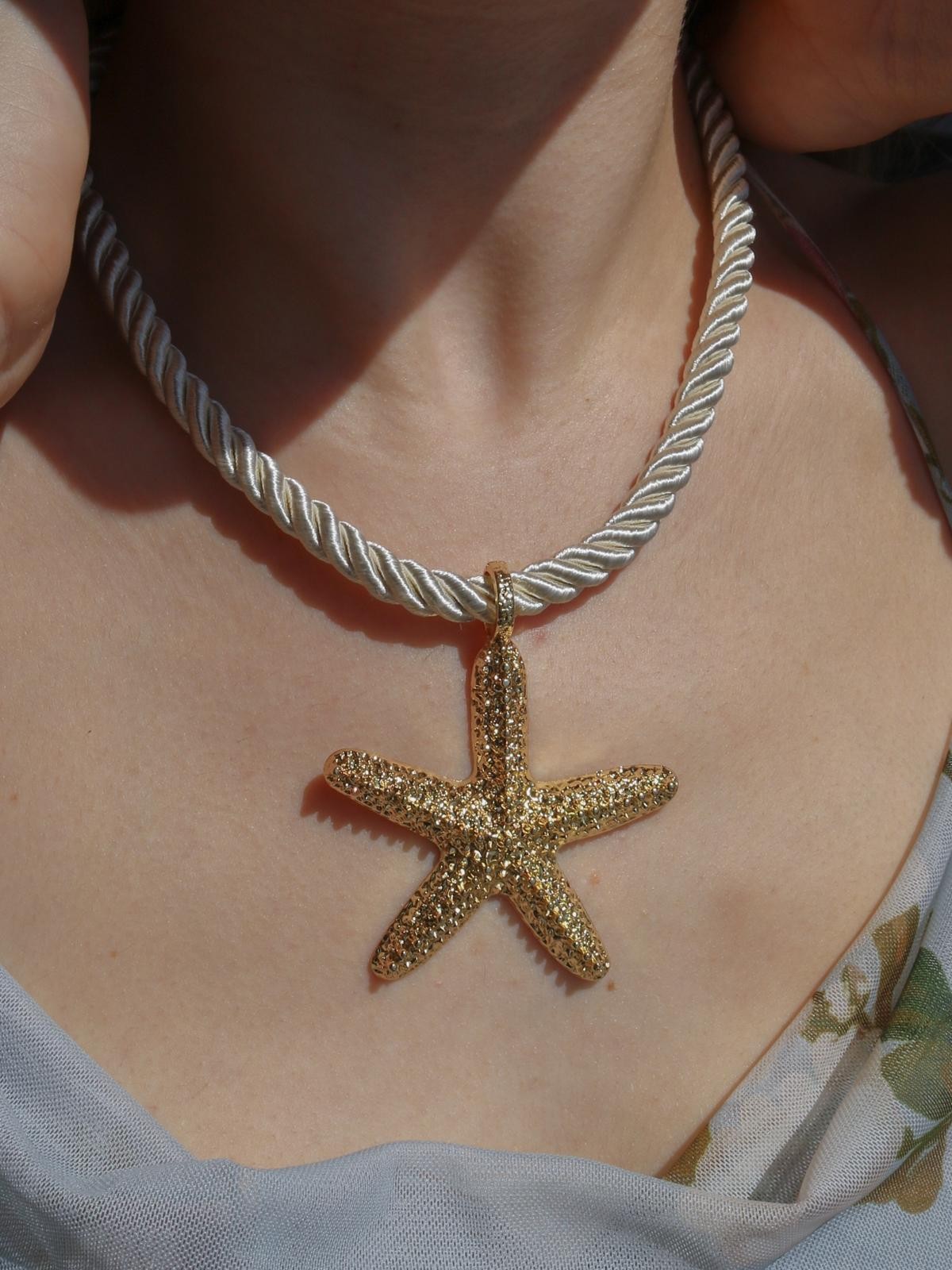 Golden Starfish Kolye, Küpe Set