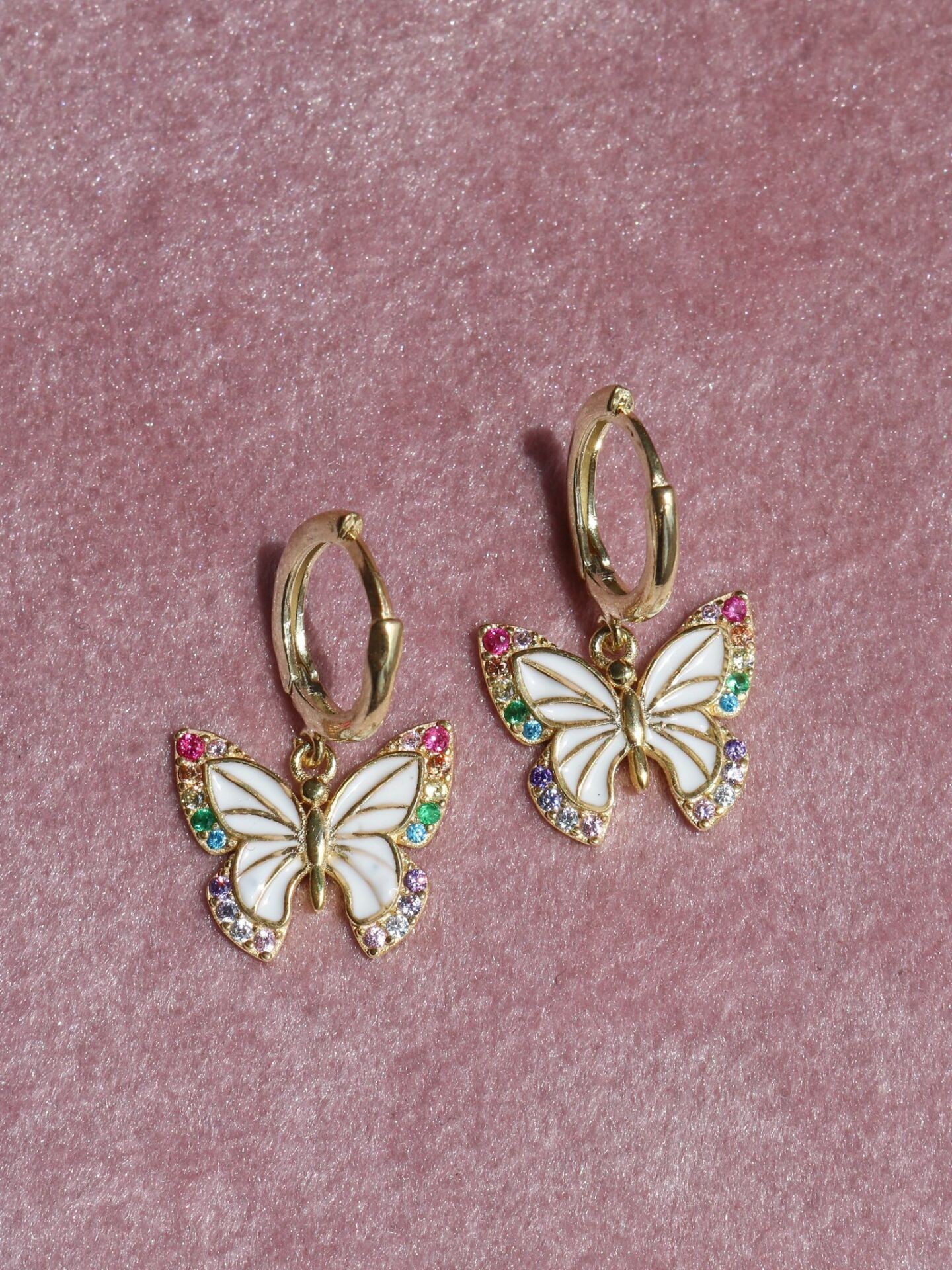 Rainbow Butterfly 925 Silver Earrings