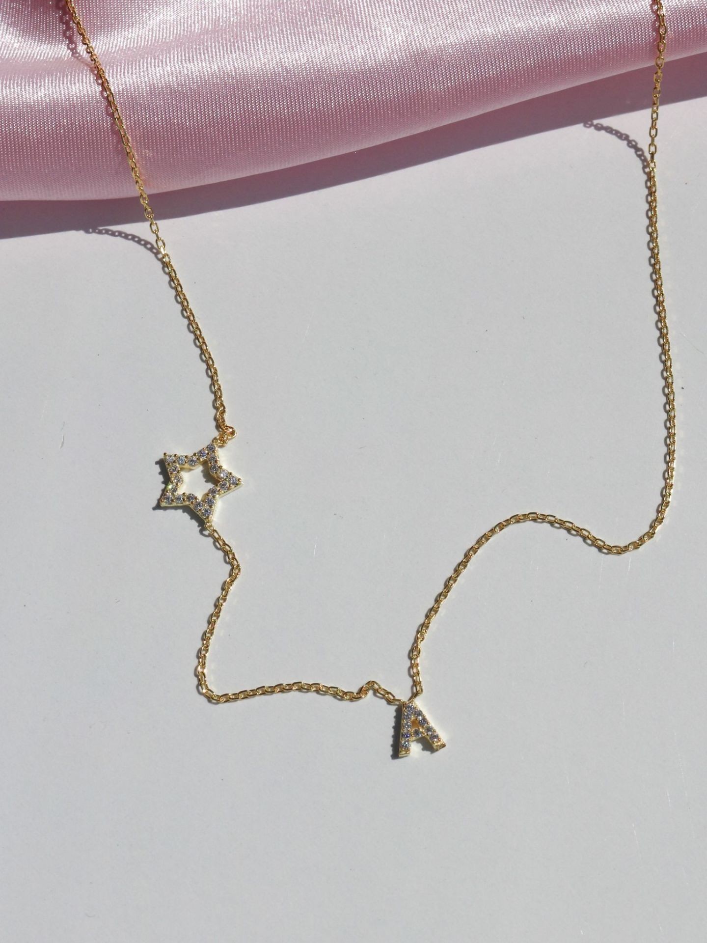 Minimal Letter Star Necklace 925 Silver