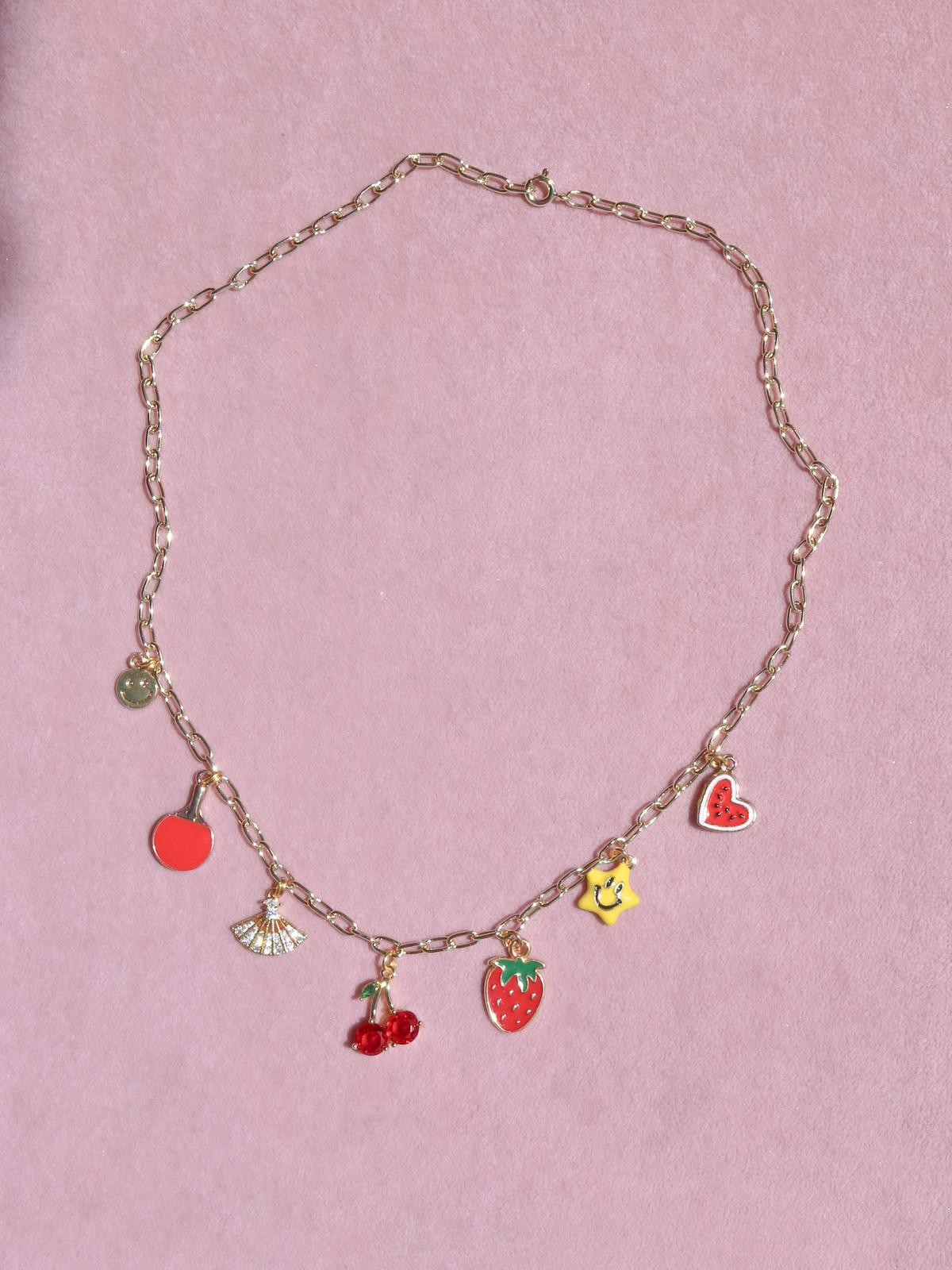 Red Juicy Joy Charm Kolye Xuping Zincir