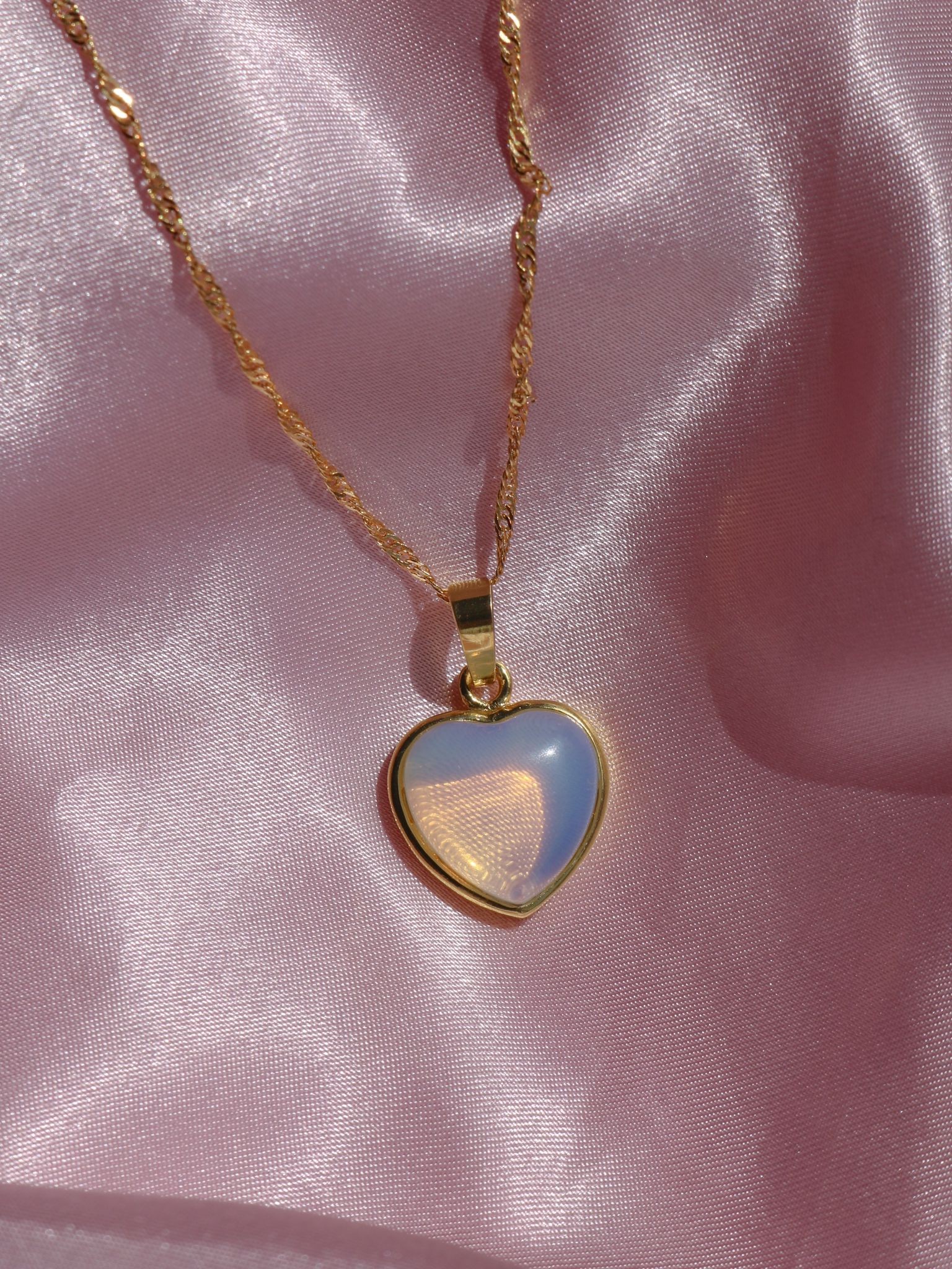 Natural Stone Heart Necklace