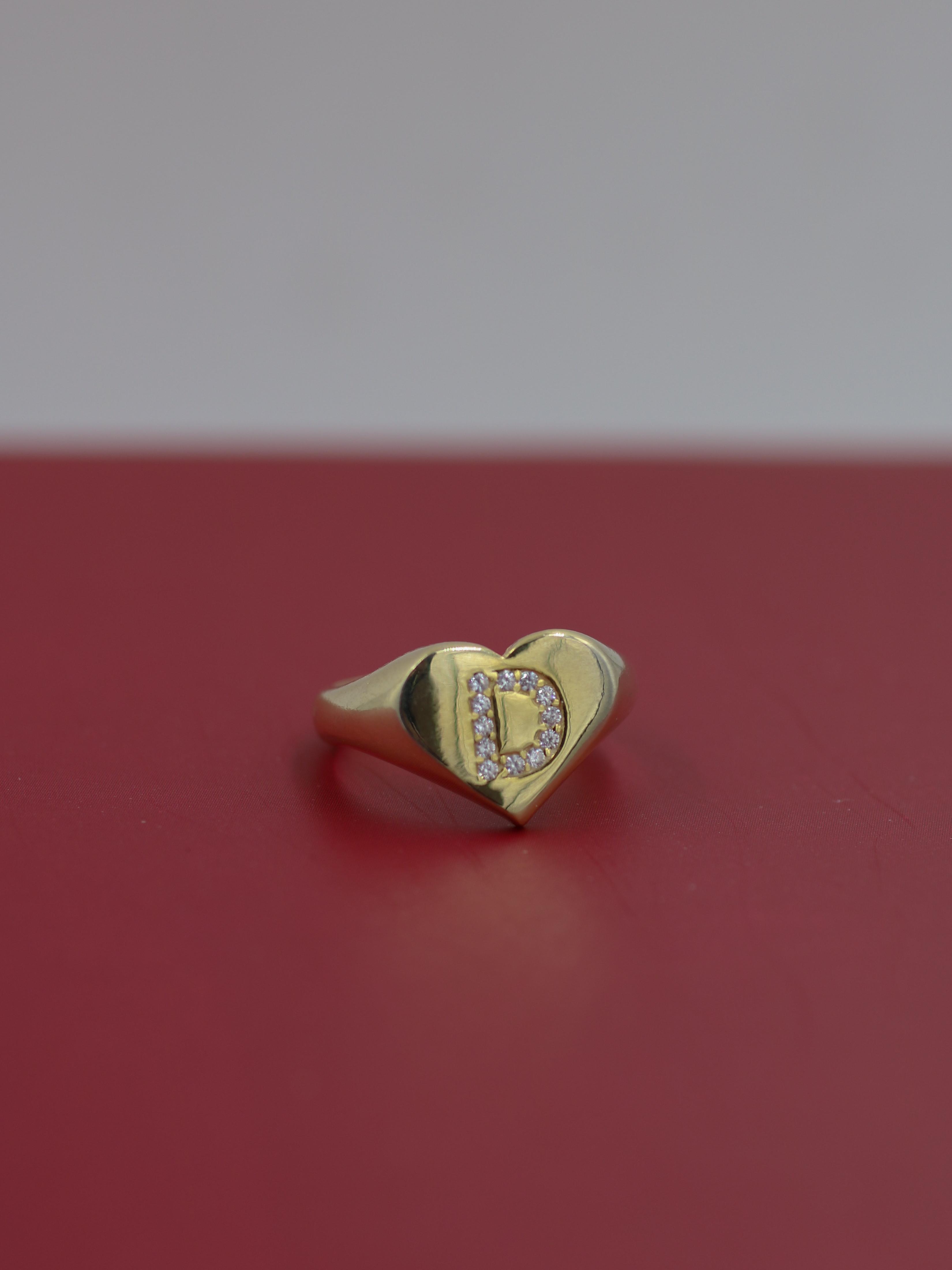 Letter Heart 925 Silver Ring