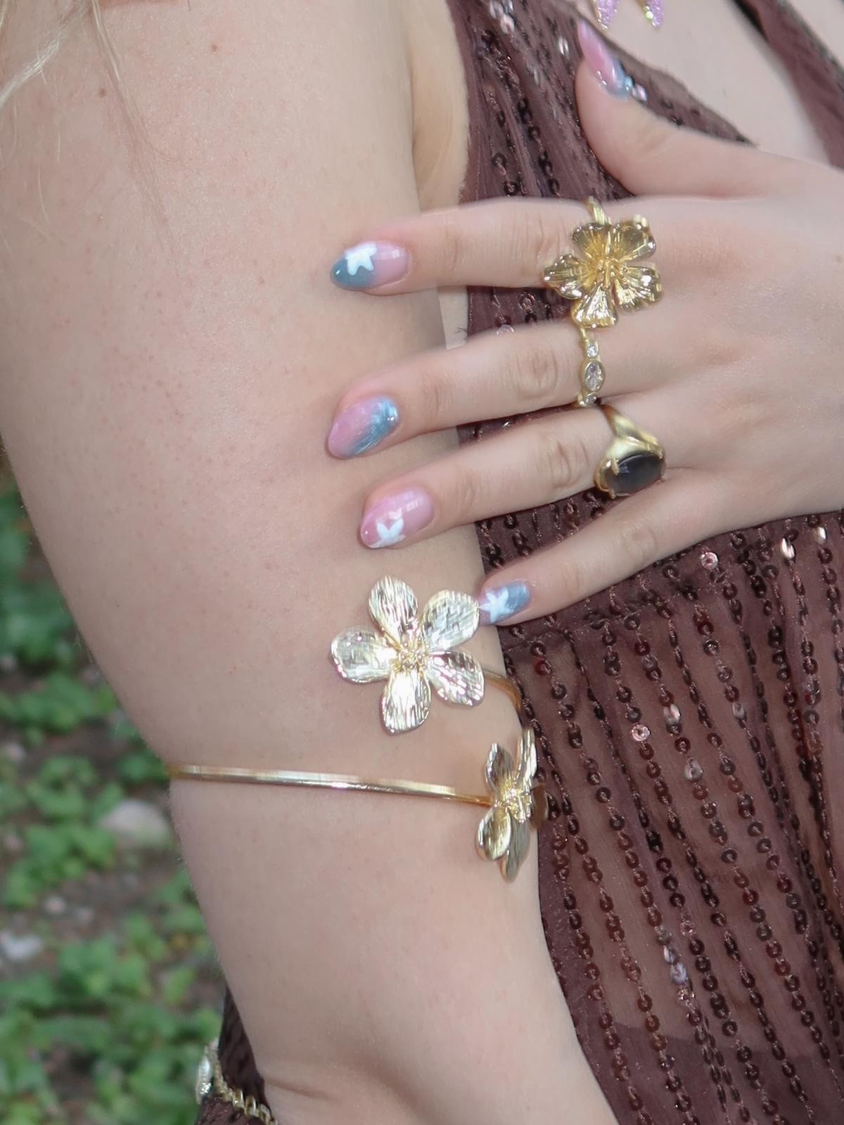Gold Flower Cuff Bracelet