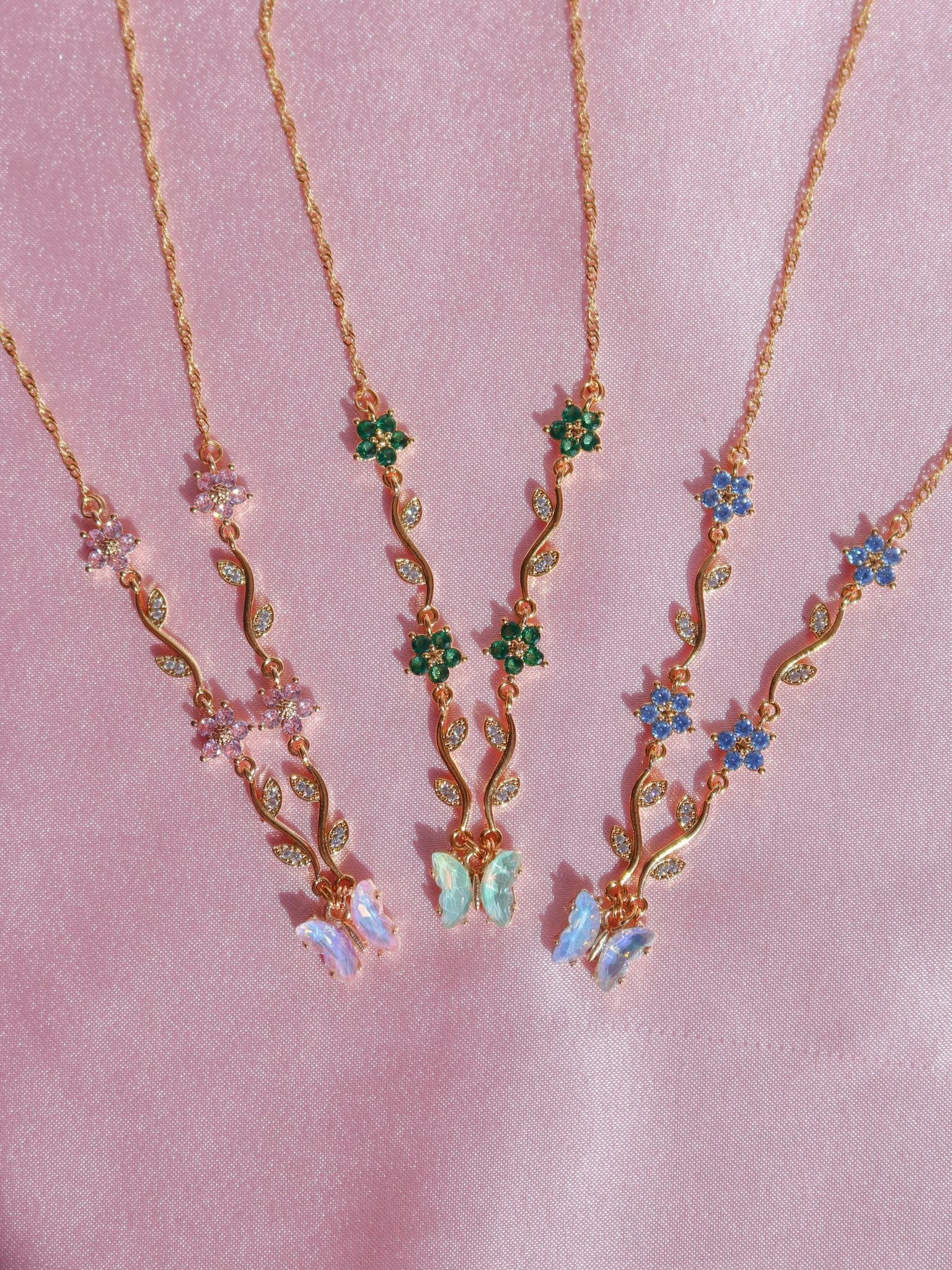 Green Butterly Garden Necklace