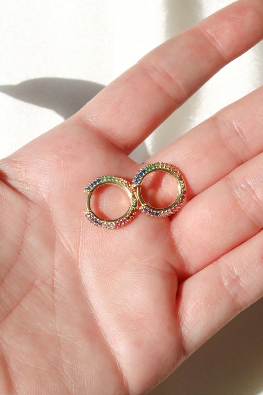 Colorful Full Round Hoop Earring 925 Silver