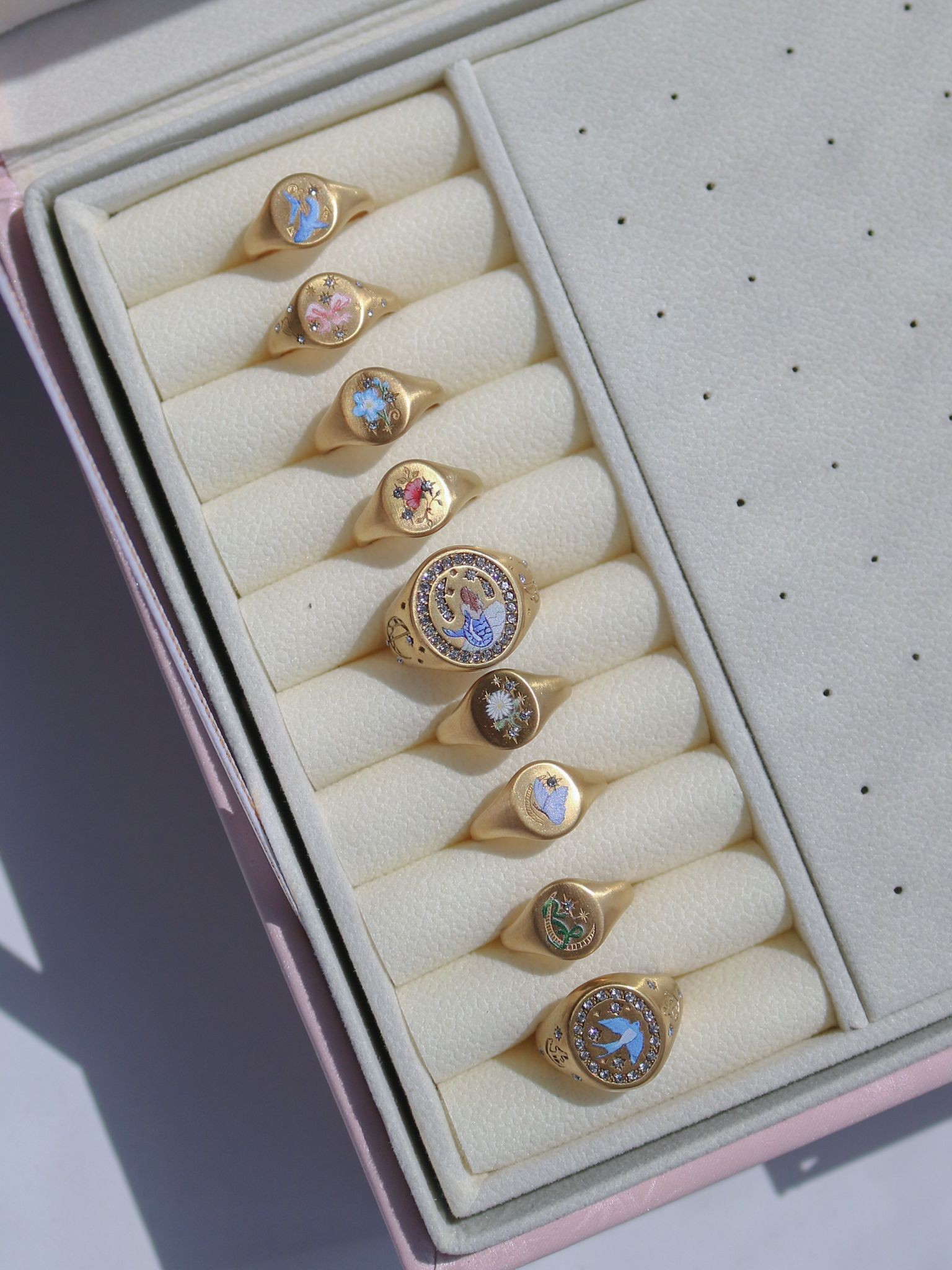 Vintage Blue Flower Çelik Yüzük