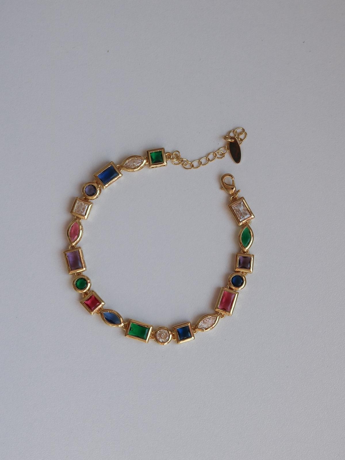 Colorful Multiple Gems Çelik Bileklik