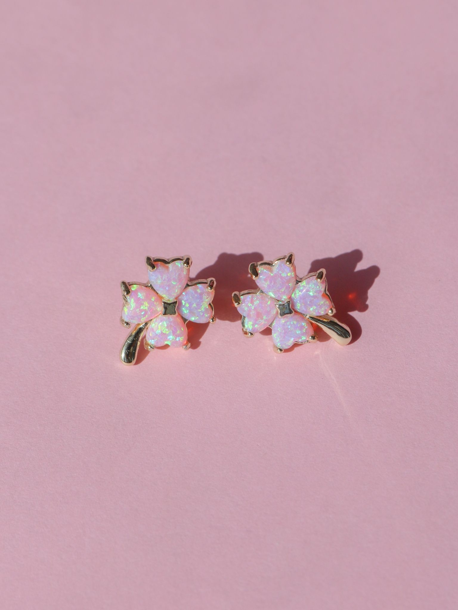 Lucky Opal Clover 925 Silver Earring