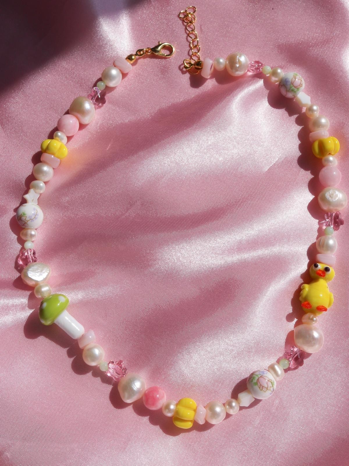 Ducky Mushroom Cute İnci Kolye