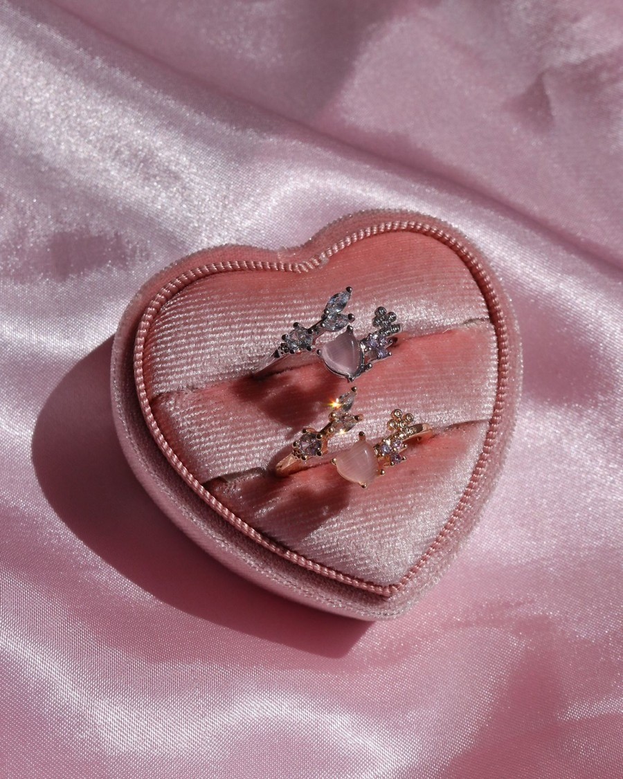 Minimal Soft Pink Heart of a Flower Ring