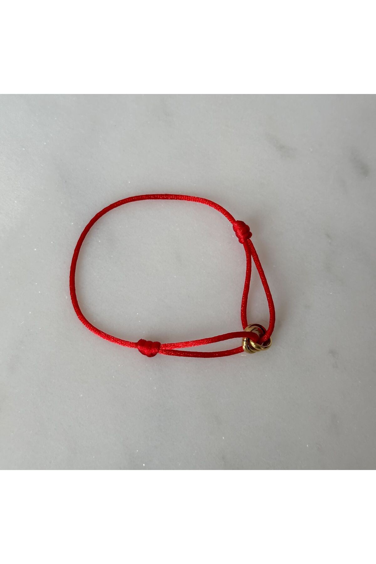 Three Row Ring Red String Adjustable Bracelet