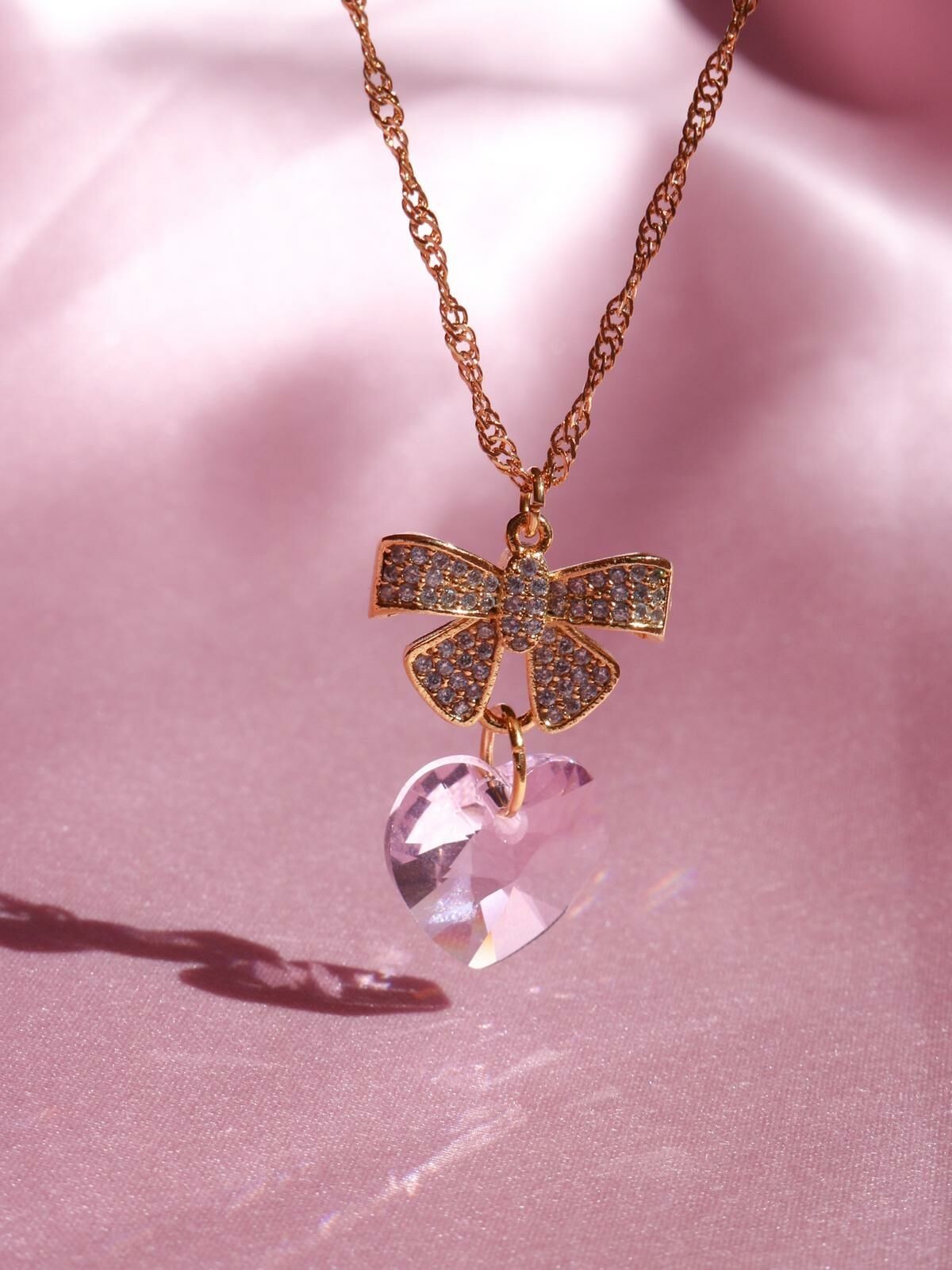 Pink Ribbon Heart Necklace