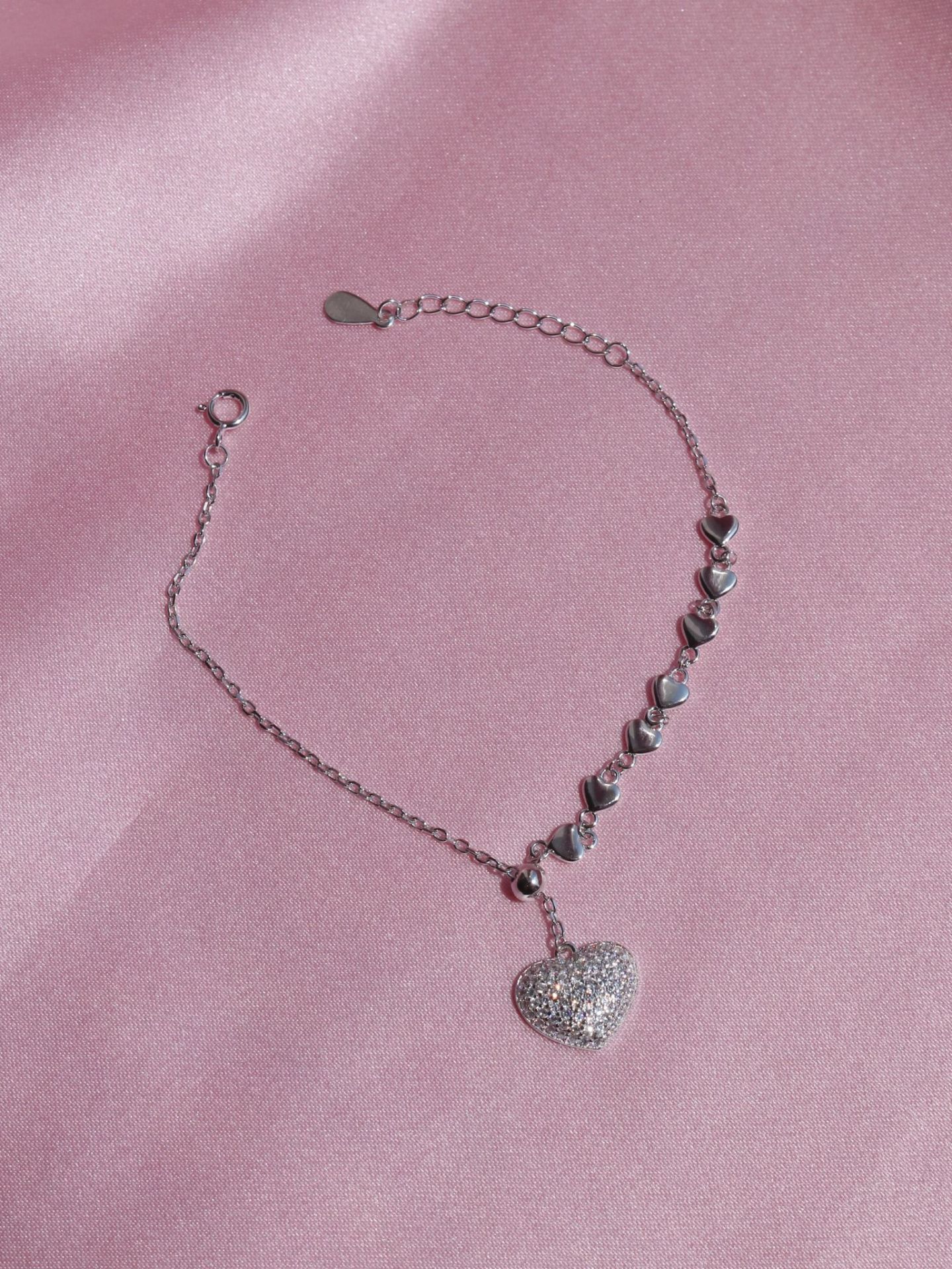 Pendant Heart 925 Silver Bracelet