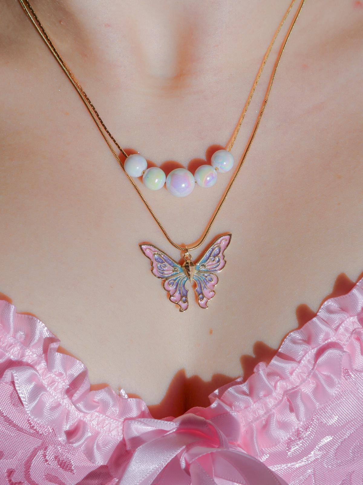 Fairy Elina Butterfly ve Pearl Kolye Set