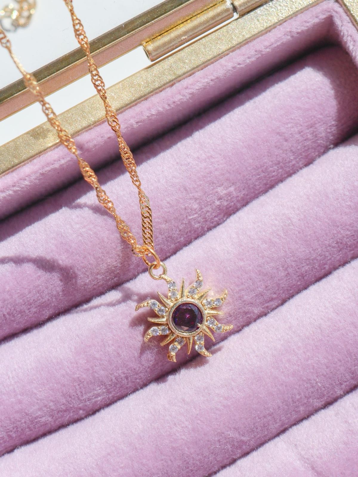 Rapunzel Minimal Purple Sun Necklace