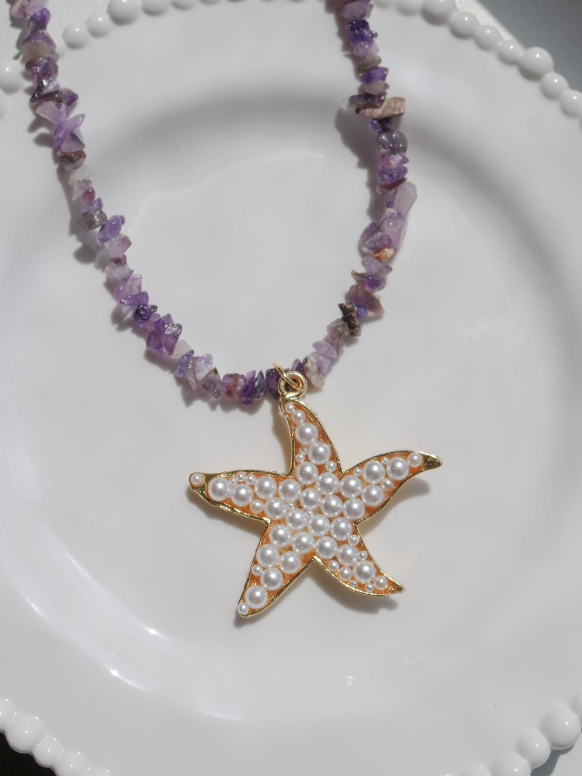 Ametrin Taşlı Pearl Starfish Kolye 