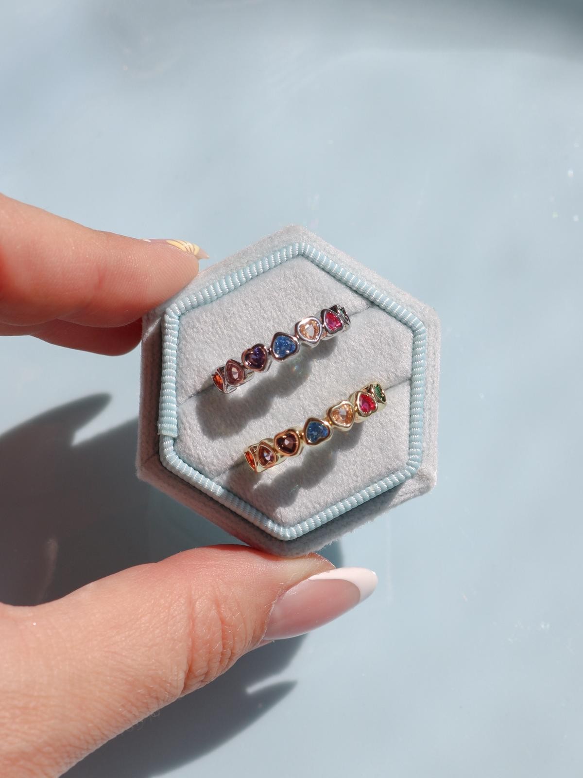 Colorful Multi Heart Yüzük