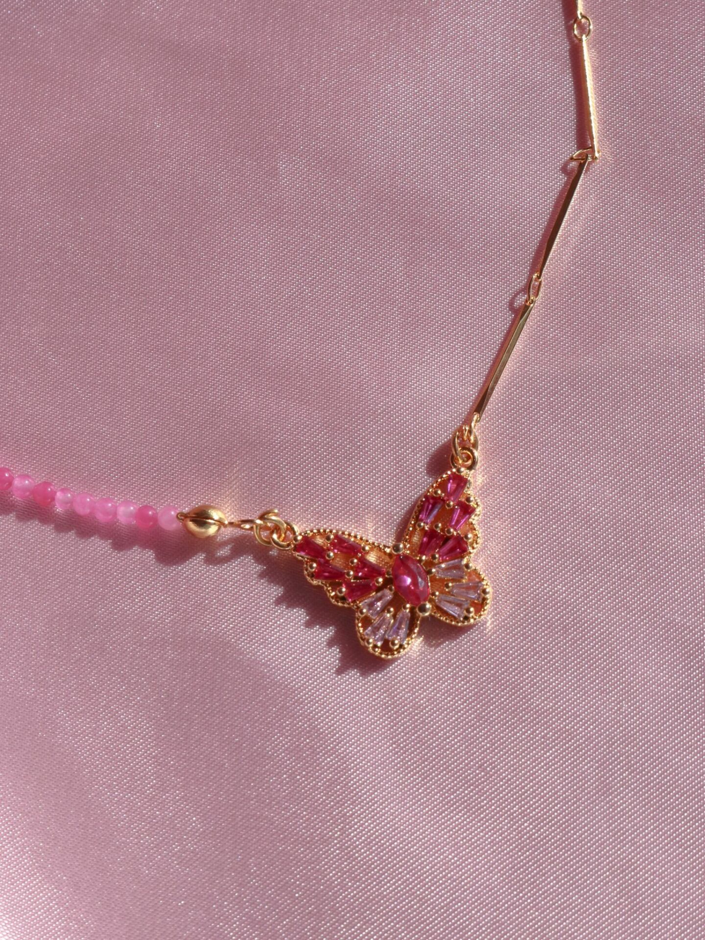 Natural Stone Baguette Butterfly Choker