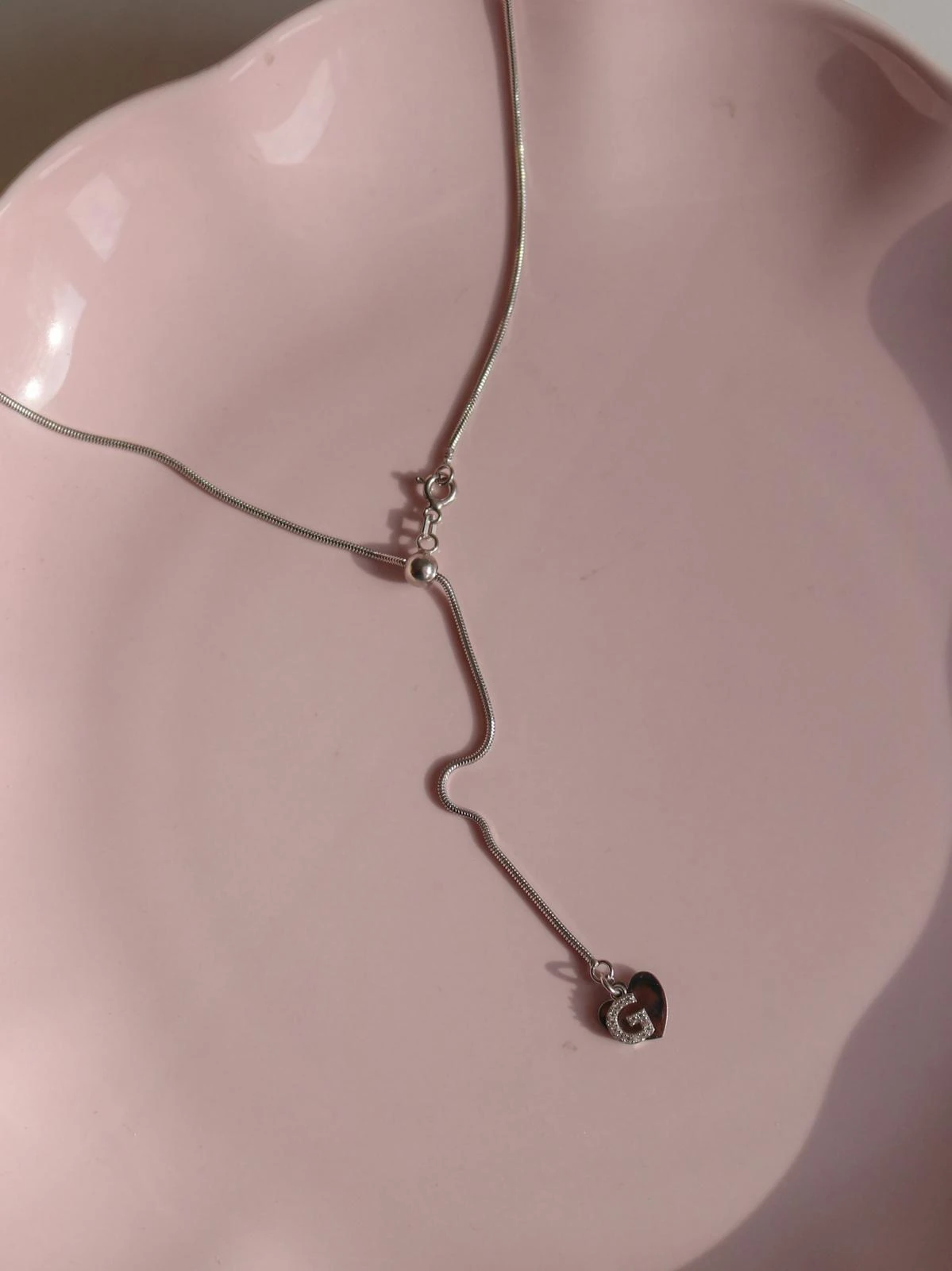 Adjustable Heart Letter Necklace 925 Silver